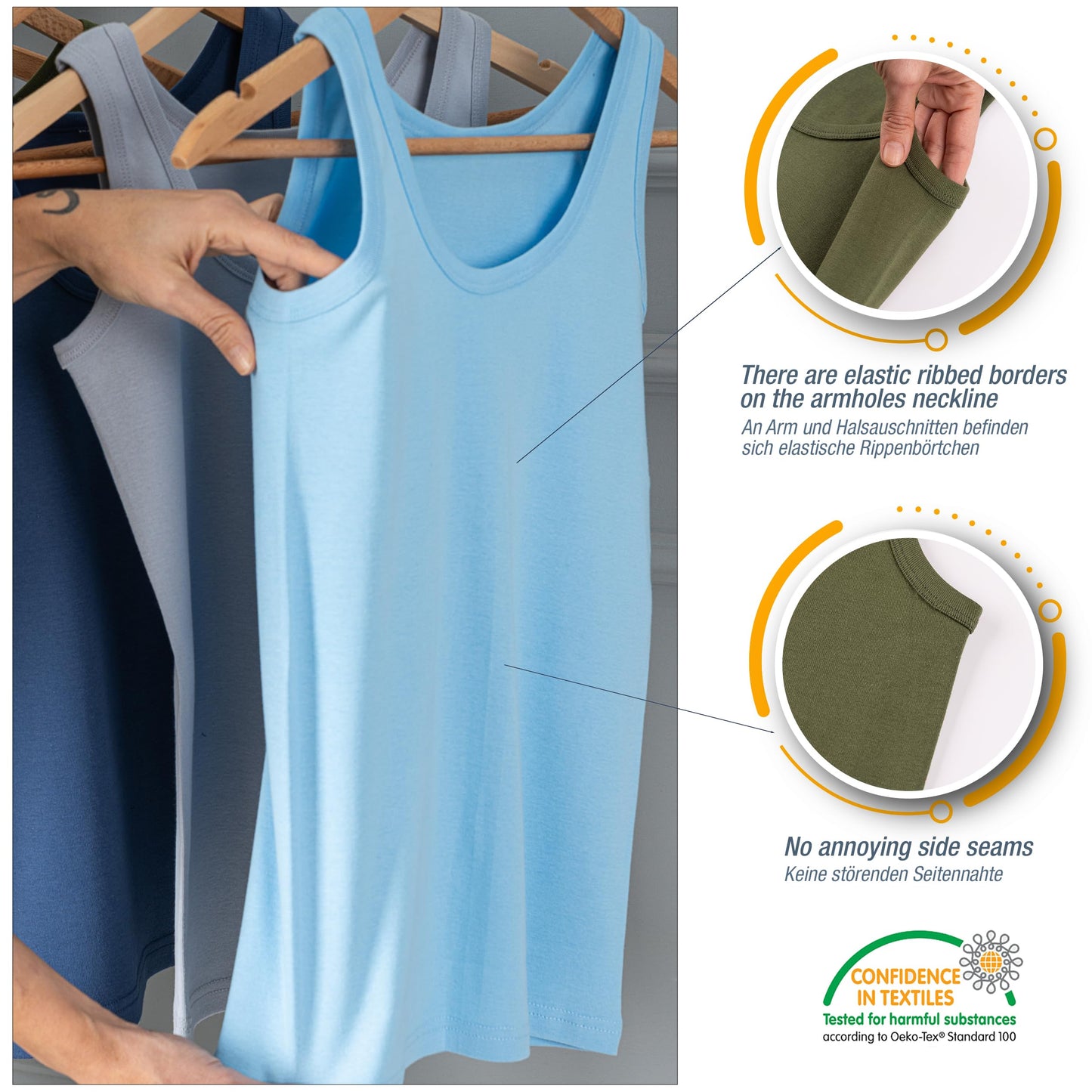 LOREZA ® 5 Pack Jungen Unterhemden Feinripp 100% Baumwolle ohne Seitennaht Tank Top