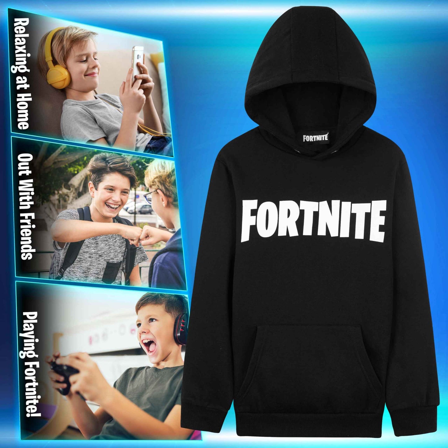 Fortnite Hoodie Jungen, Bequemer Jungen Pullover mit Kapuze, Kinderkleidung Junge, Fanartikel für Kinder und Teenager, Gamer Geschenk
