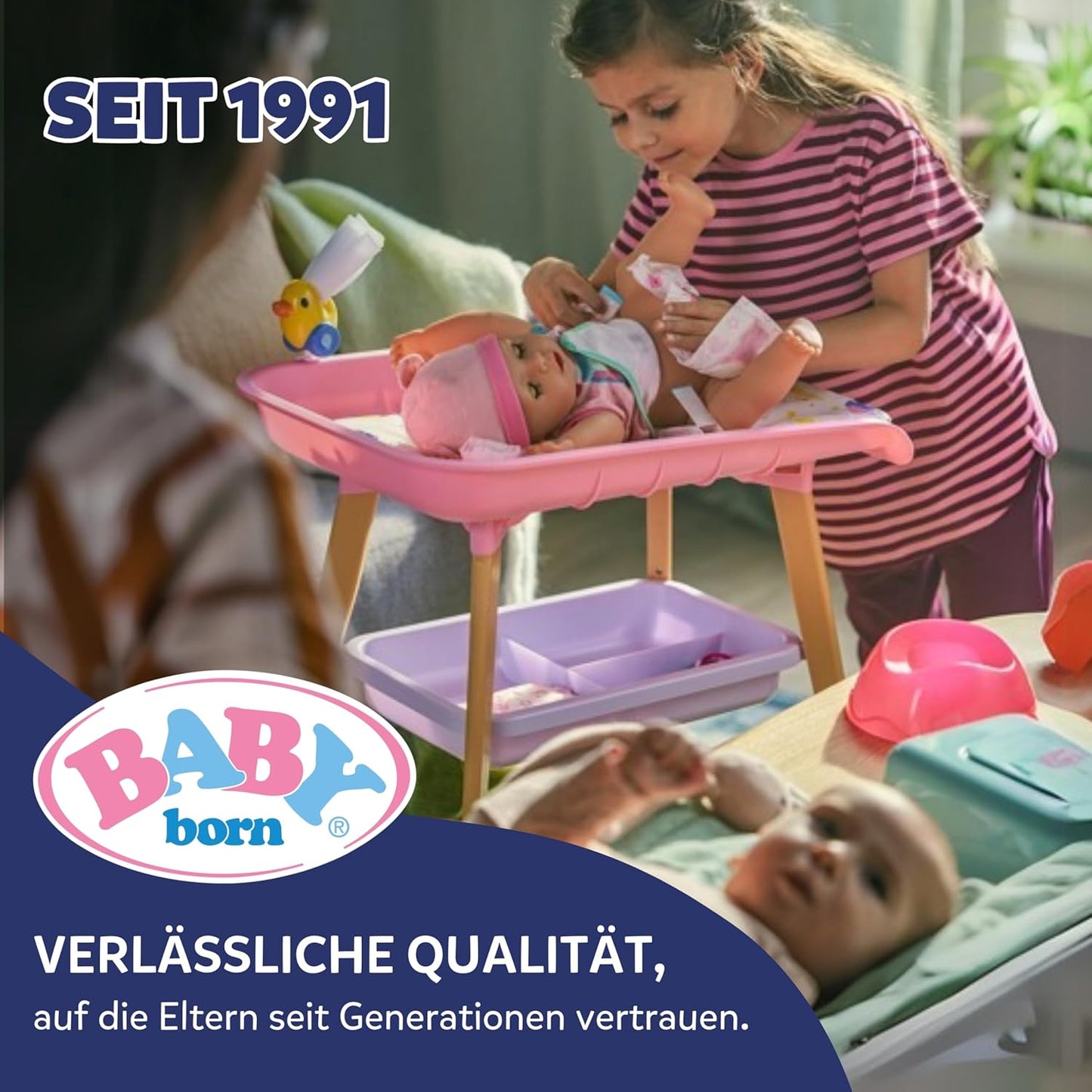 BABY born for Babies Sleepy Pink - weiche 30 cm Puppe - Mit pinkem Körper & integrierter Rassel - Stoffpuppe inkl. festem Mützchen - Geeignet für Neugeborene