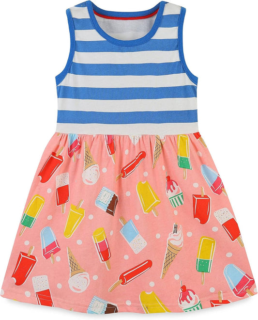 TEDD Mädchen Kleider Kurzarm Einhorn Blumen Sommerkleid Baumwolle Kleid Geburtstag Party Mädchenkleid Gr. 92-122