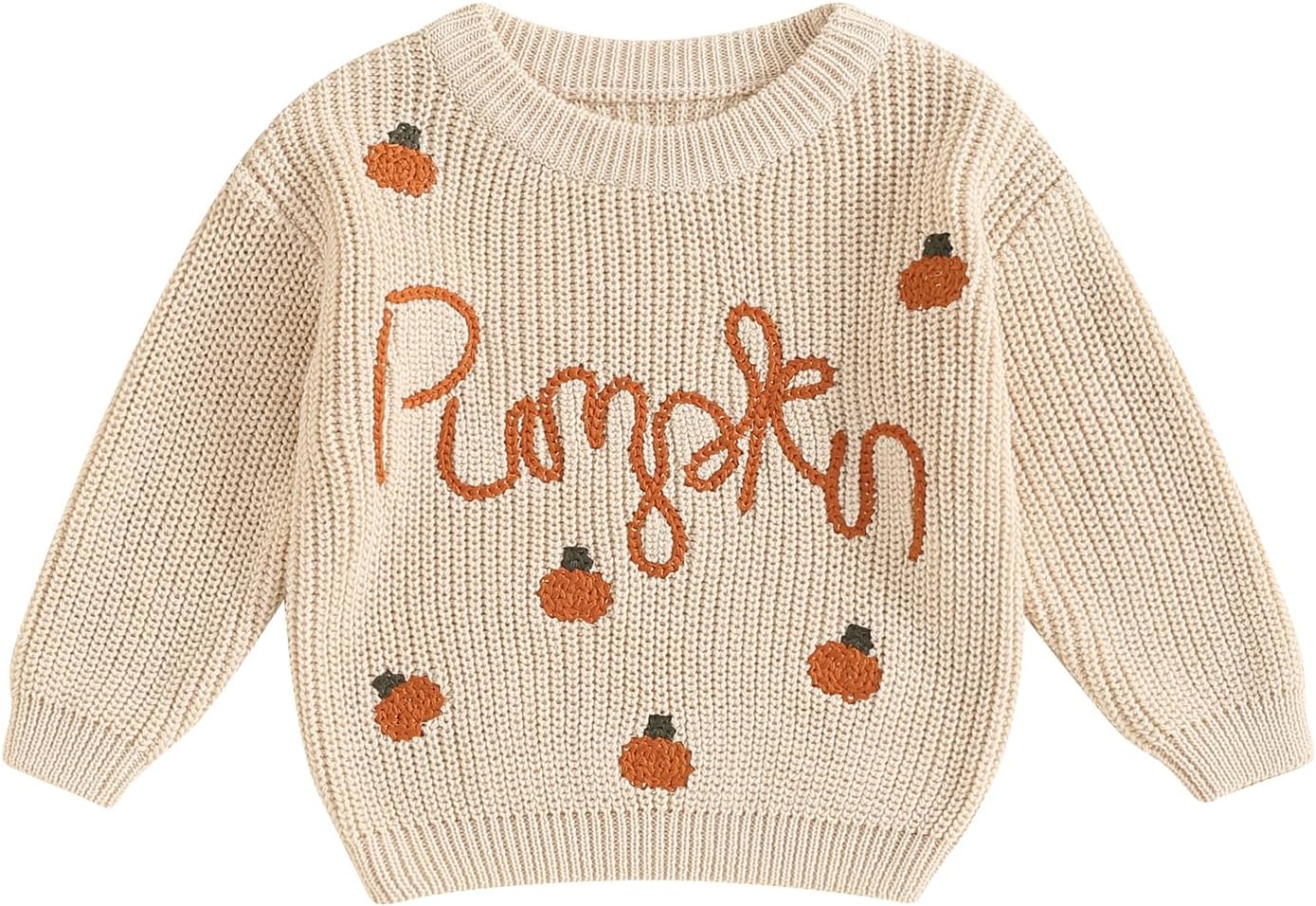 Yassiglia Baby Halloween Strickpullover Kleinkinder Kürbis/Geist Sweatshirt Langarm Rundhals Gestrickter Pullover Neugeborenes Baby My First Halloween Outfit