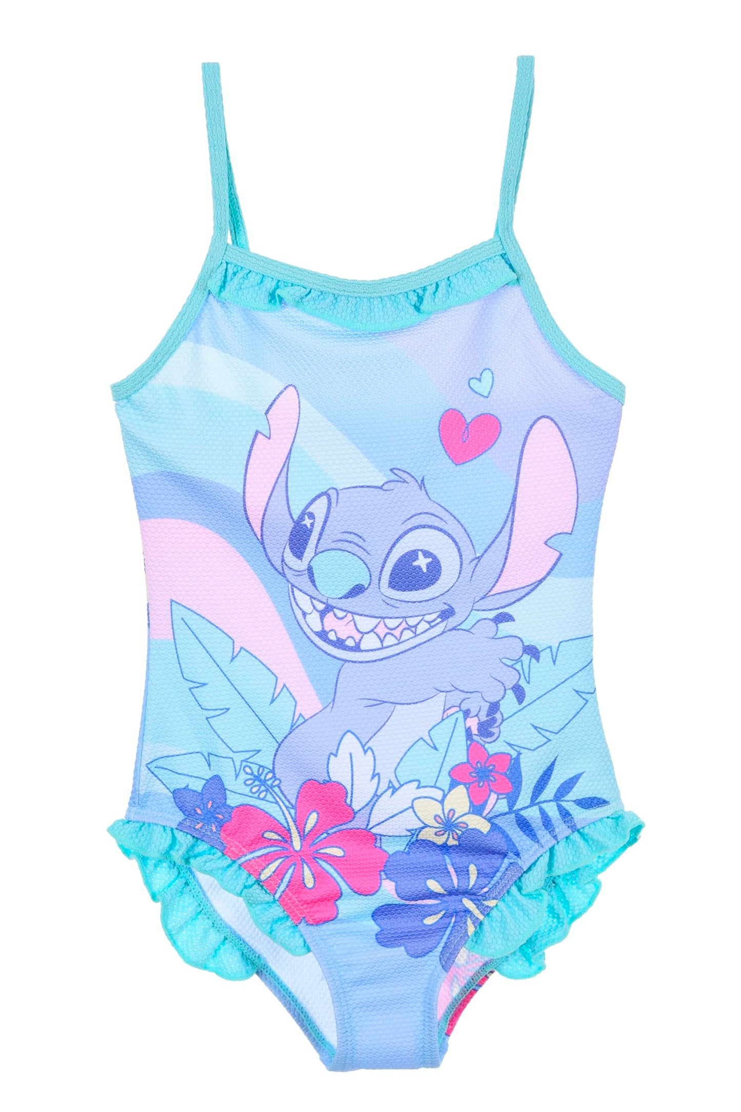 Disney Girls Stitch Swimsuit Rainbow One Piece Swimsuit for Girls Sizes 3 to 8 Years