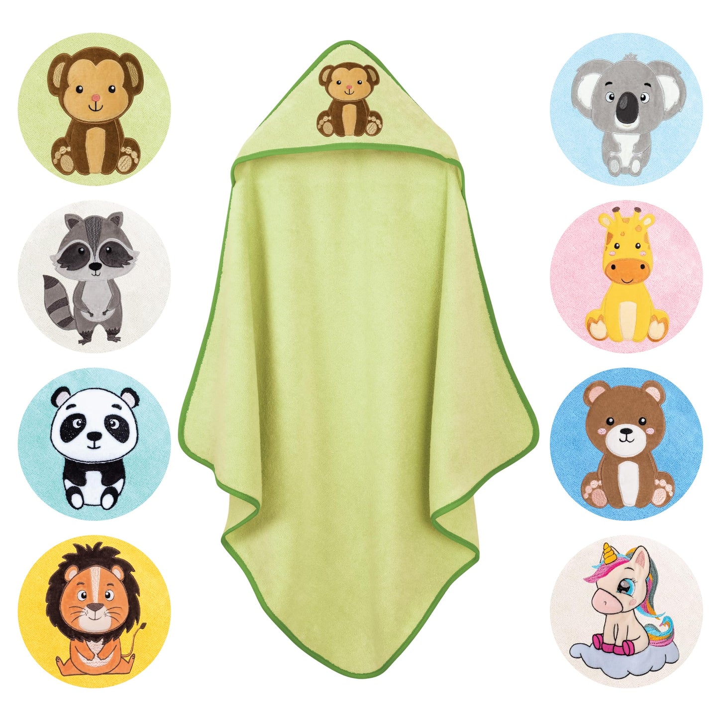 LAYNENBURG Premium Kapuzenhandtuch Baby - Badehandtuch aus 100% Baumwolle - Oeko TEX - Handtuch mit Kapuze für Neugeborene & Kinder - Badetuch, Babyhandtuch Mädchen, Jungen (Waschbär 80 x 80cm)