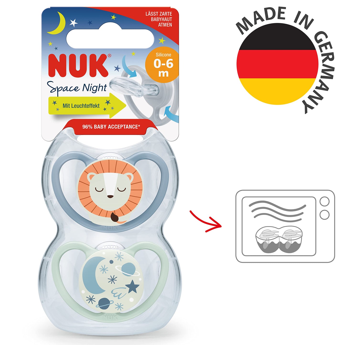 NUK Space Schnuller | 0–6 Monate | Schnuller mit extra Belüftung | BPA-freies Silikon | Disney Winnie Puuh | 2 Stück