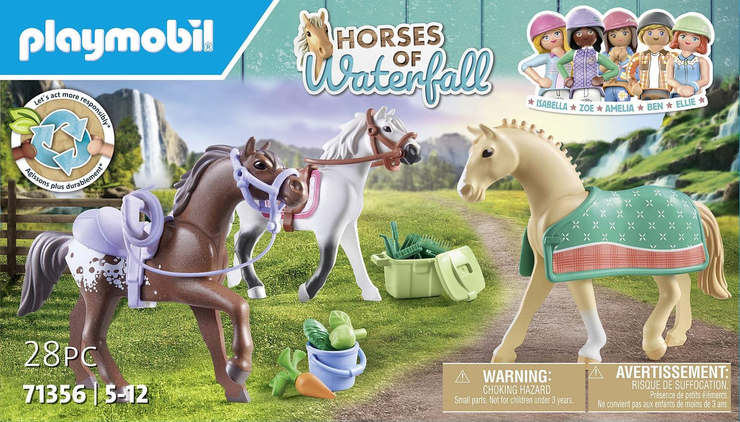 PLAYMOBIL Horses of Waterfall 71640 Kreativset mit Pferd und Stiften, inklusive Einer Figur, einem Pferd und DREI Crayola Stiften, künstlerisches Spielzeug für Kinder ab 5 Jahren