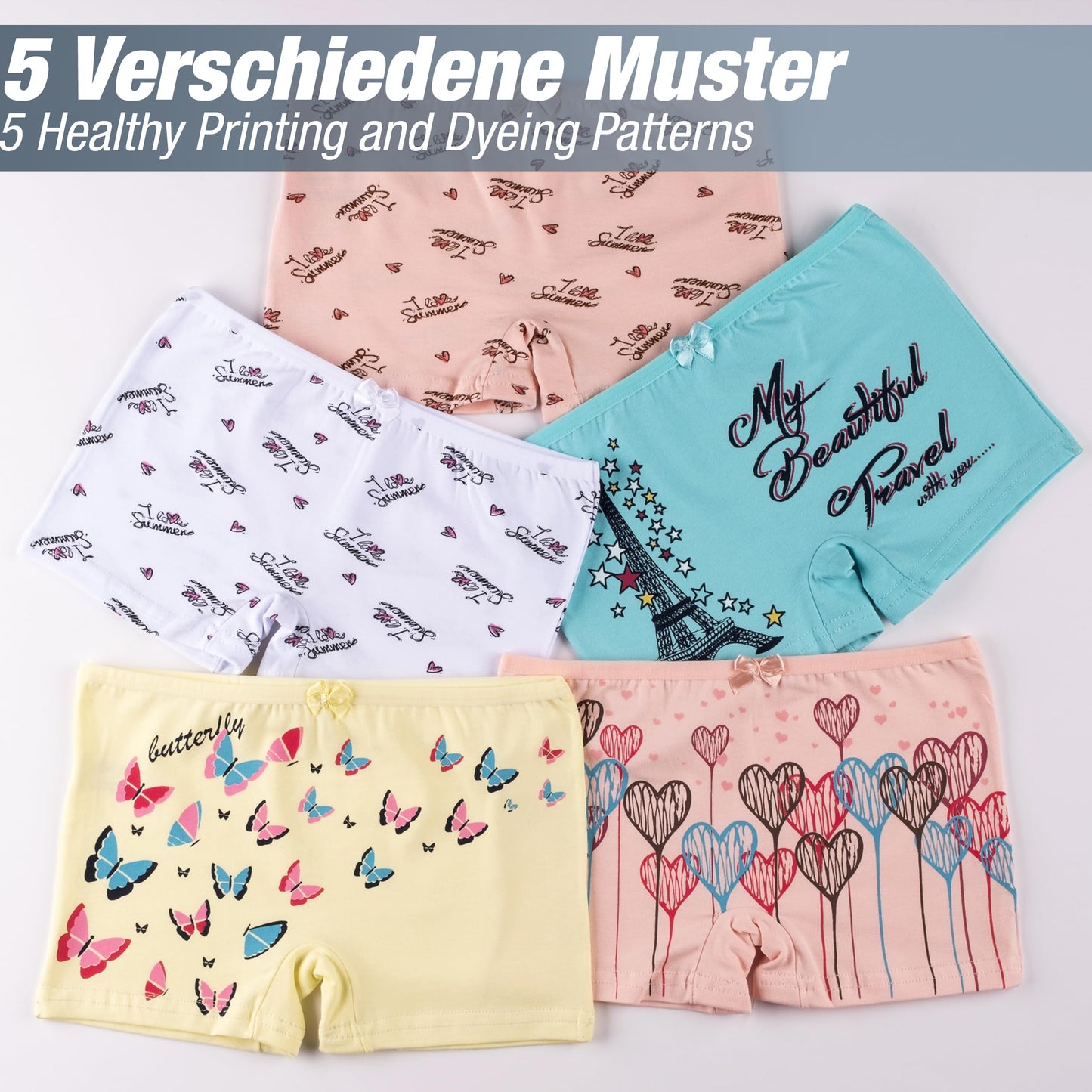 LOREZA ® 10er Pack Mädchen Pantys Boxershorts Unterwäsche aus Baumwolle - Gr. 92-170