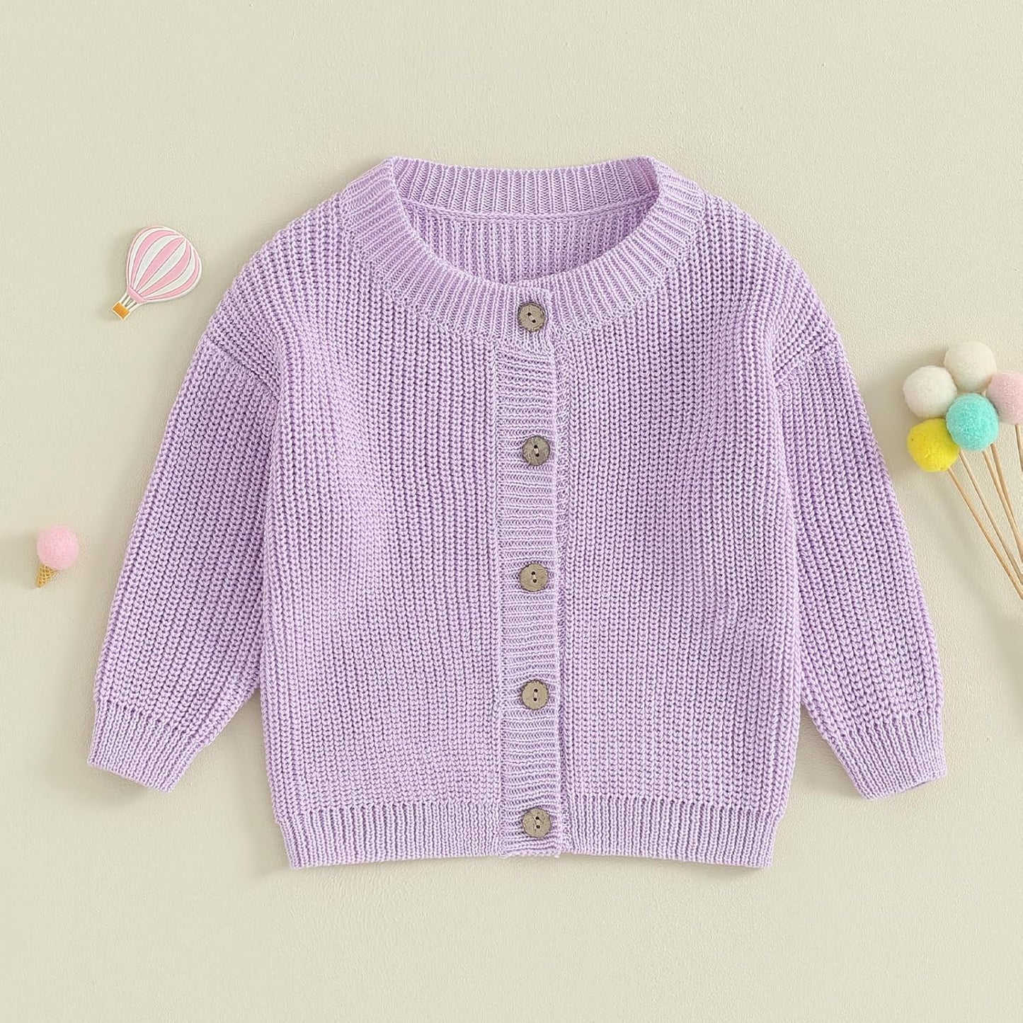 FOMOYUU Strickjacke für Kleinkinder und Neugeborene, Mädchen, langärmelig, Knopfleiste, Sweatshirt, Jacke, Herbst-Outfits