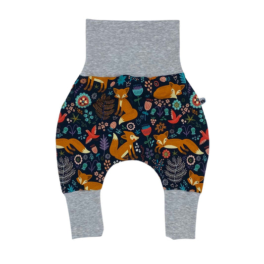 Growing Baby Baggy Trousers Made of Cotton Jersey - Handmade Growing Trousers Baby Trousers for Boys - Sizes 50-74 | 68-86 | 92-104 (Mini Rainbow Brown, 50-74)