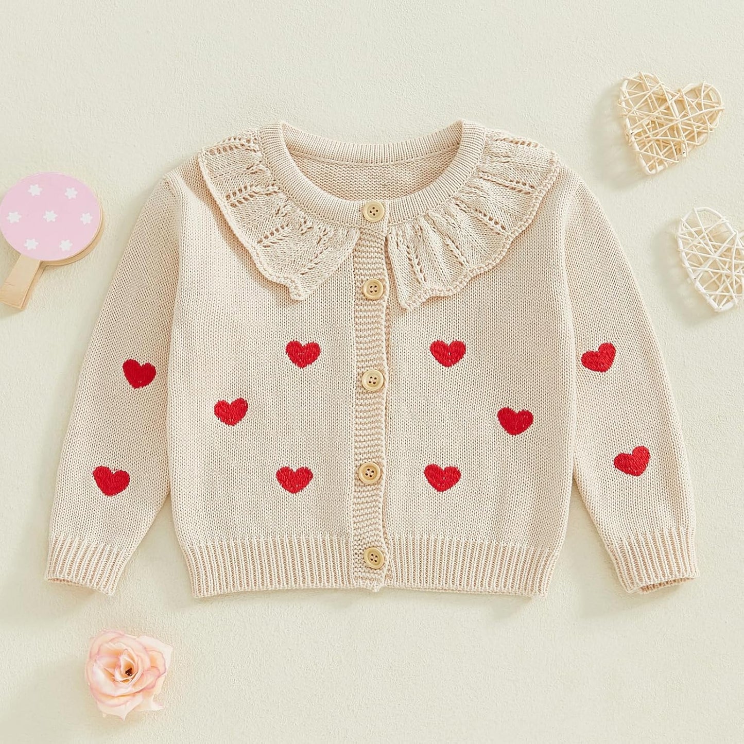 FOMOYUU Strickjacke für Kleinkinder und Neugeborene, Mädchen, langärmelig, Knopfleiste, Sweatshirt, Jacke, Herbst-Outfits