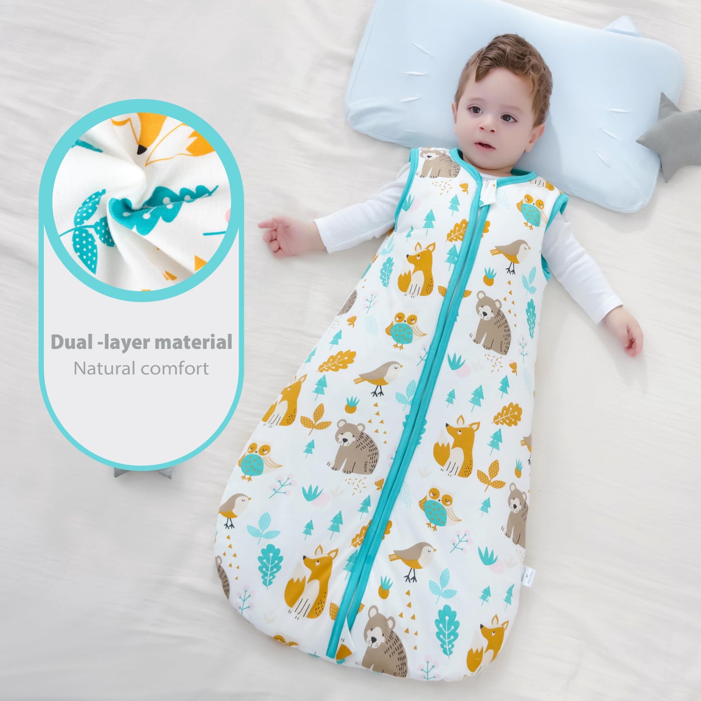 Mosebears Baby Sleeping Bag Winter 2.5 Tog, 100% Cotton Baby Winter Sleeping Bag for Babies 0-24 Months, M (6-12 Months)