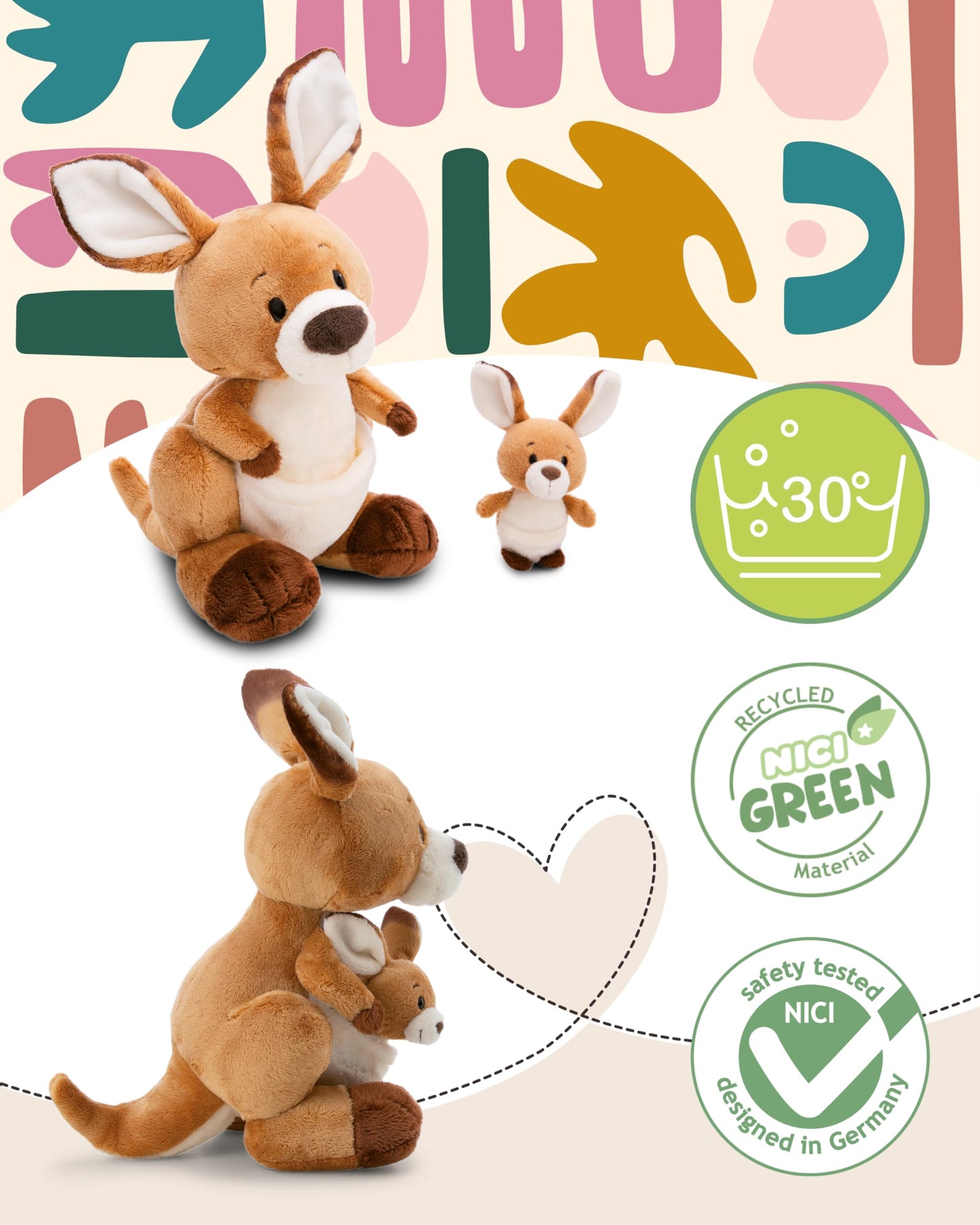 Kuscheltier Känguru Kelly 15cm braun - Stofftier aus weichem Plüsch, niedliches Plüschtier zum Kuscheln und Spielen, für Kinder & Erwachsene, tolle Geschenkidee