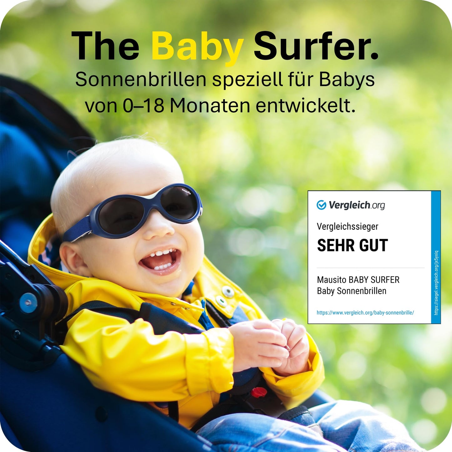Mausito BABY Sonnenbrille 0-18 Monate Mädchen I VERGLEICHSSIEGER Sonnenbrille Baby 100% UV-Schutz I BIEGSAM & verstellbares Band I Schadstofffrei I Europäisches Design für Kinder gemacht