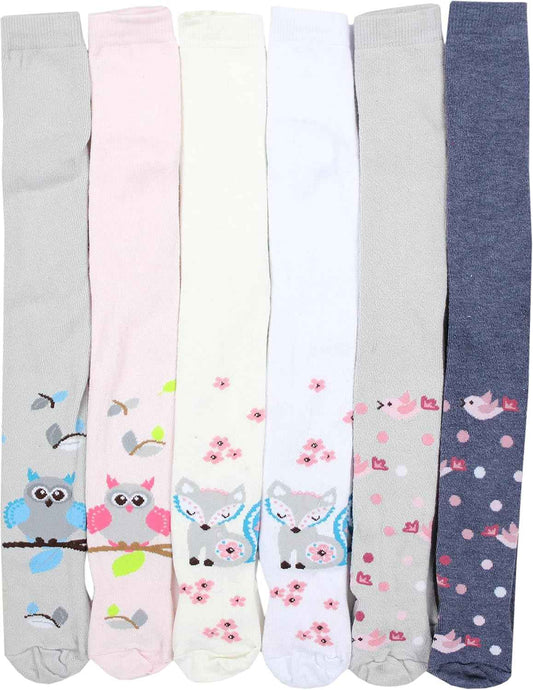 TupTam, Girls' Knitted Tights, Colourful Pattern, Pack of 6