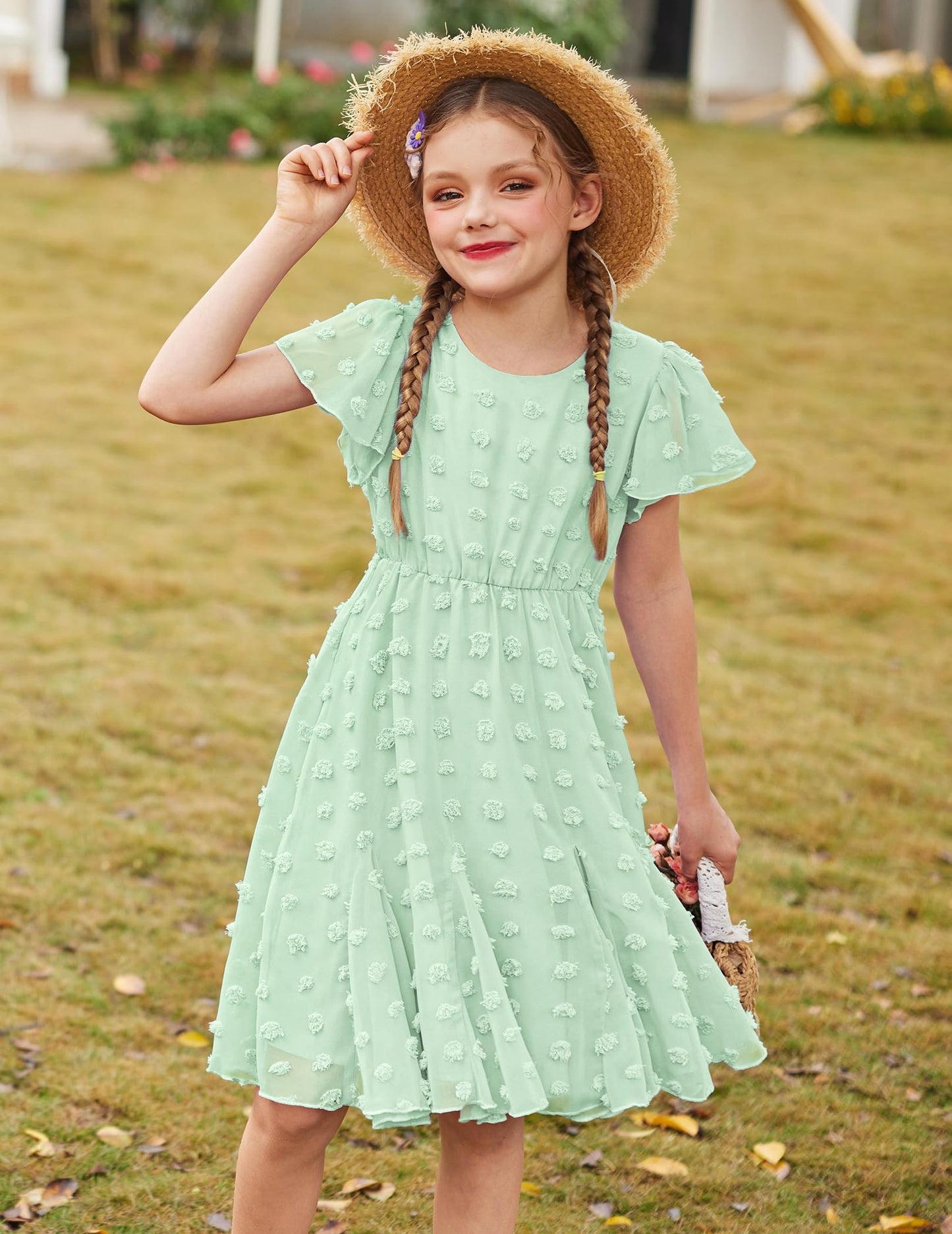 Flypigs Kleid Mädchen Festlich Hochzeit Party Kurzarm Sommer Freizeitkleid Prinzessin Chiffon Kleider Kinder Teenager Kleidung 3-12 Jahre