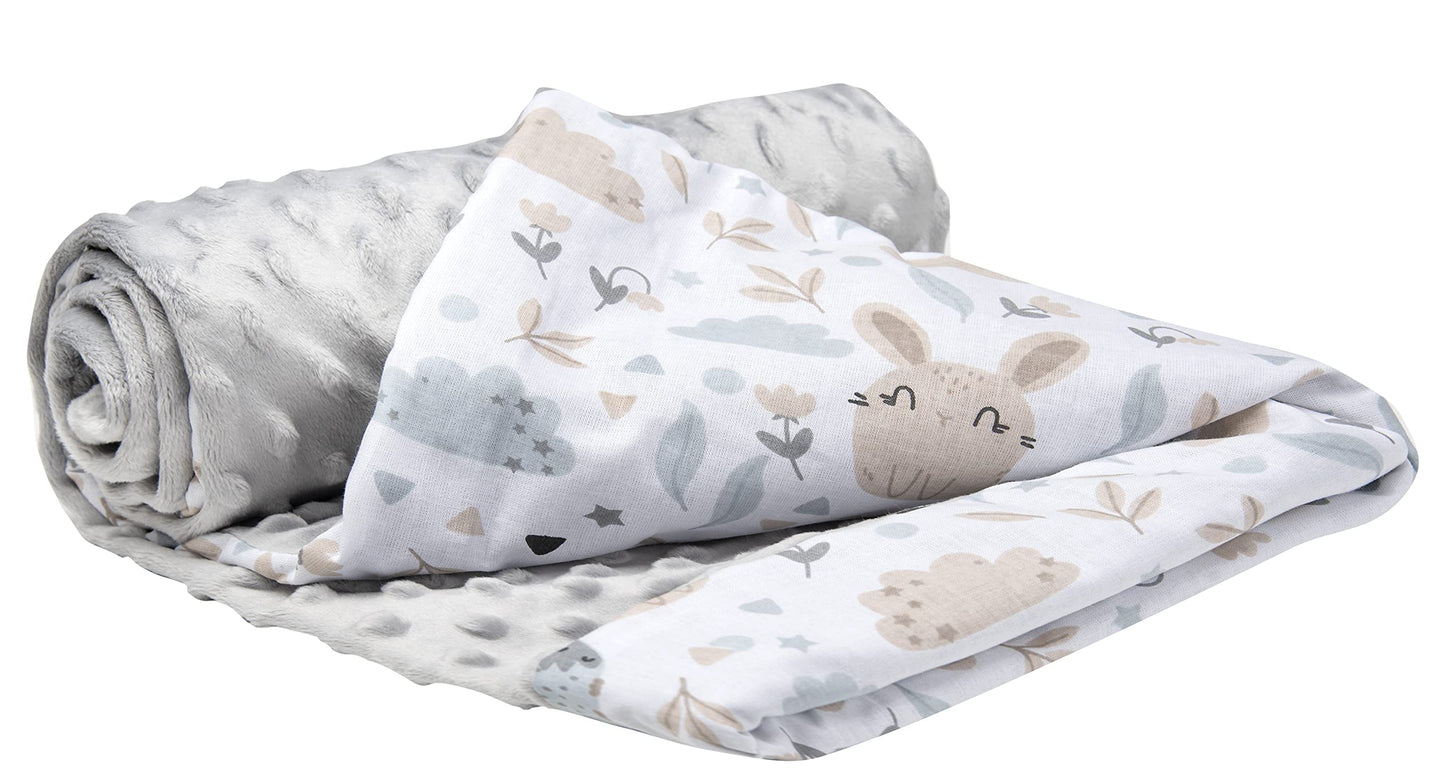 Medi Partners Babydecken Baby 100% Baumwolle Krabbeldecke Babydecke 75x100cm doppelseitig Kinderbett Minky Kuscheldecke Kinderwagen (REH mit grauem Minky)