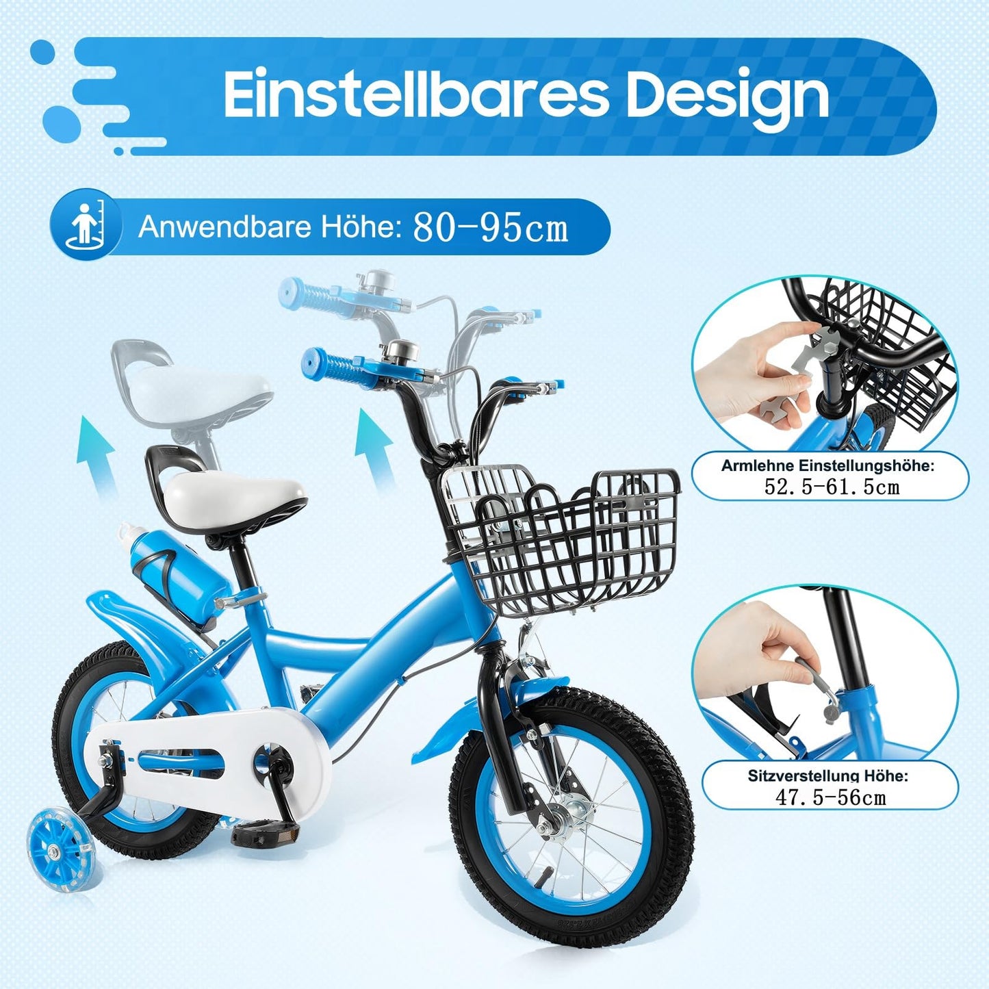 Charocean 12 Zoll Kinderfahrrad für ab 2-5 Jahre Jungen & Mädchen, Upgraded Kinder Fahrrad mit Stützrädern, Fahrrad für Kinder, HöHenverstellbar Kinderfahrräder für Schulung Outdoor Reiten - Meloni2
