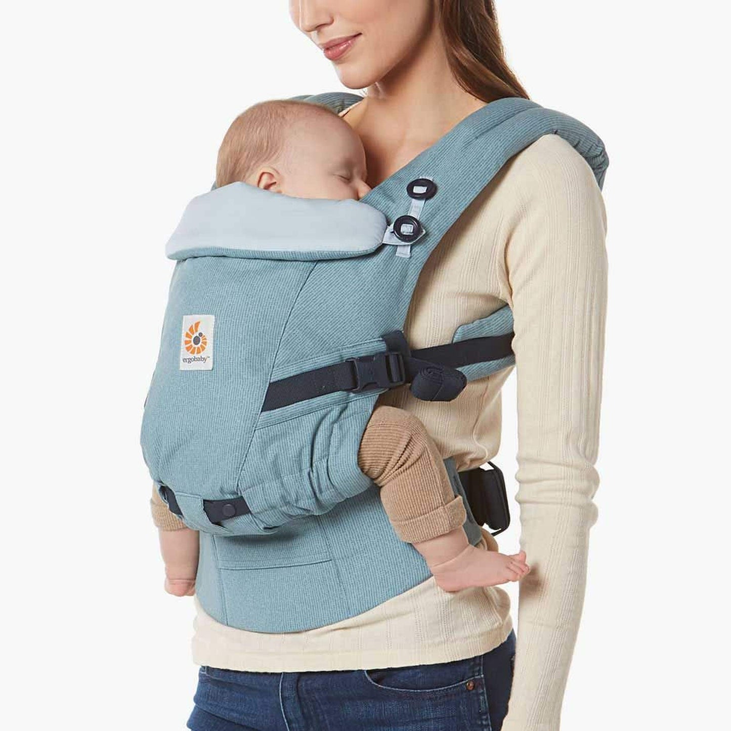 Ergobaby Adapt Babytrage für Neugeborene ab Geburt, 3-Positionen SoftFlex Mesh Ergonomische Babybauchtrage Rückentrage Baby-Tragetasche, Natural Beige, 1 Einheit