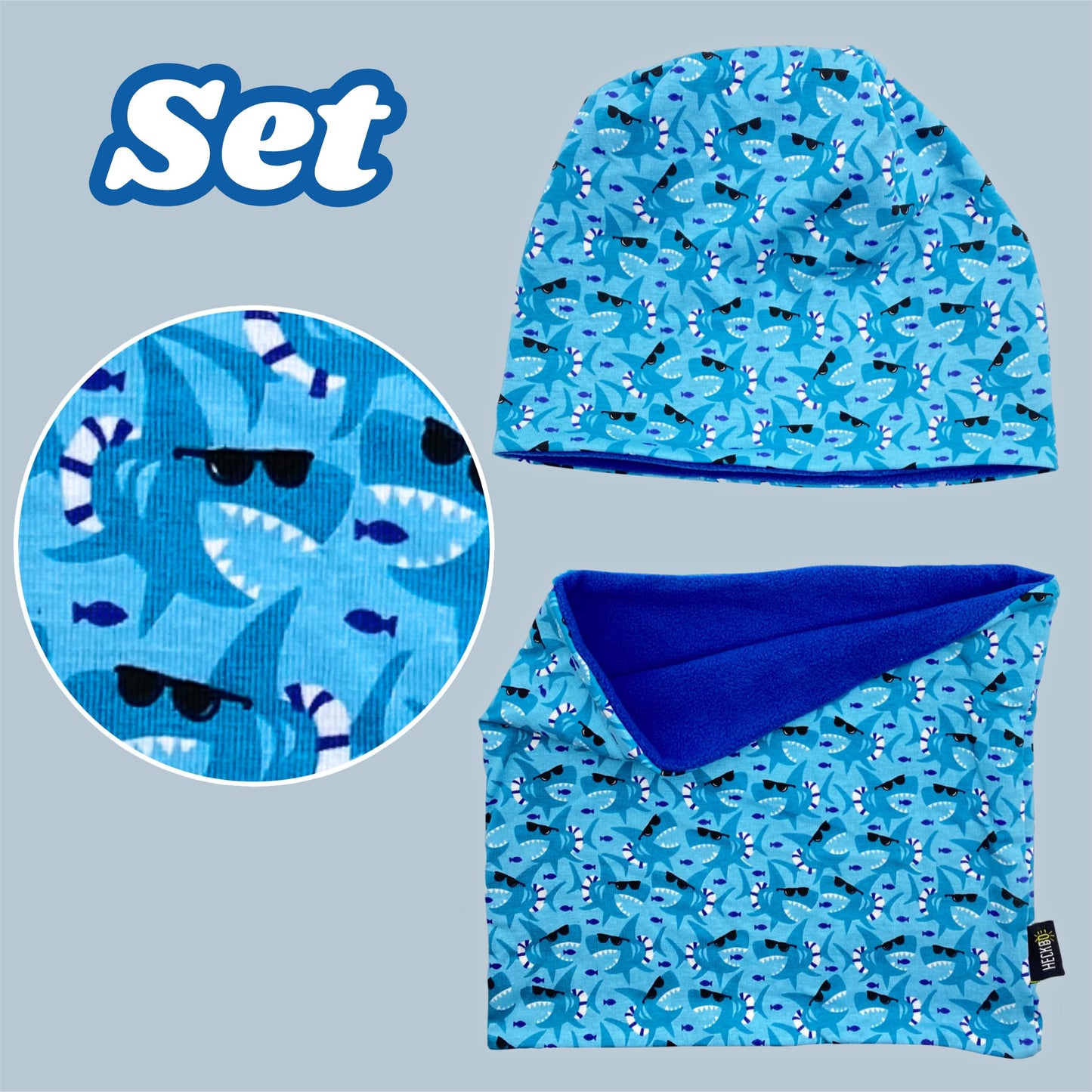 HECKBO Children's Beanie Hat & Scarf, Tube Scarf Set, for Girls and Boys, 95% Cotton, Autumn, Spring, Winter