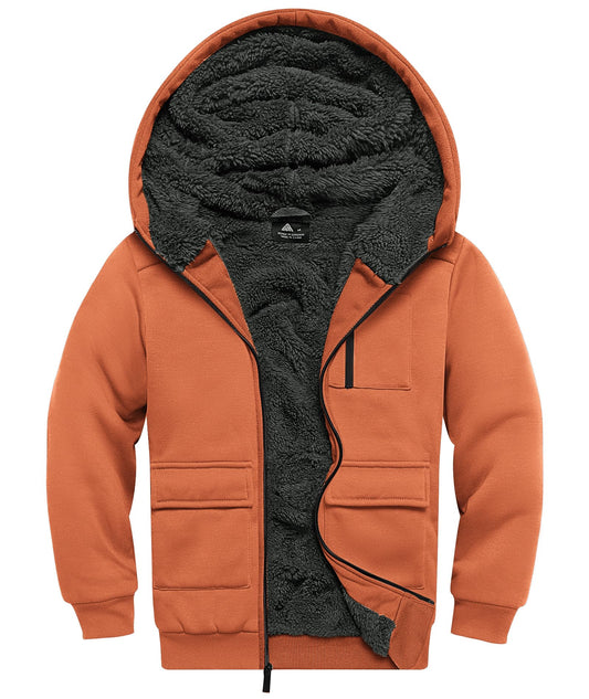 LLdress Fleece Jacket Boys Hoodie with Zip Children's Hoodie Boys Warm Hooded Jacket Causal Winter Ourdoor Sweat Jacket with Fleece Lining Hooded Jackets for Boys