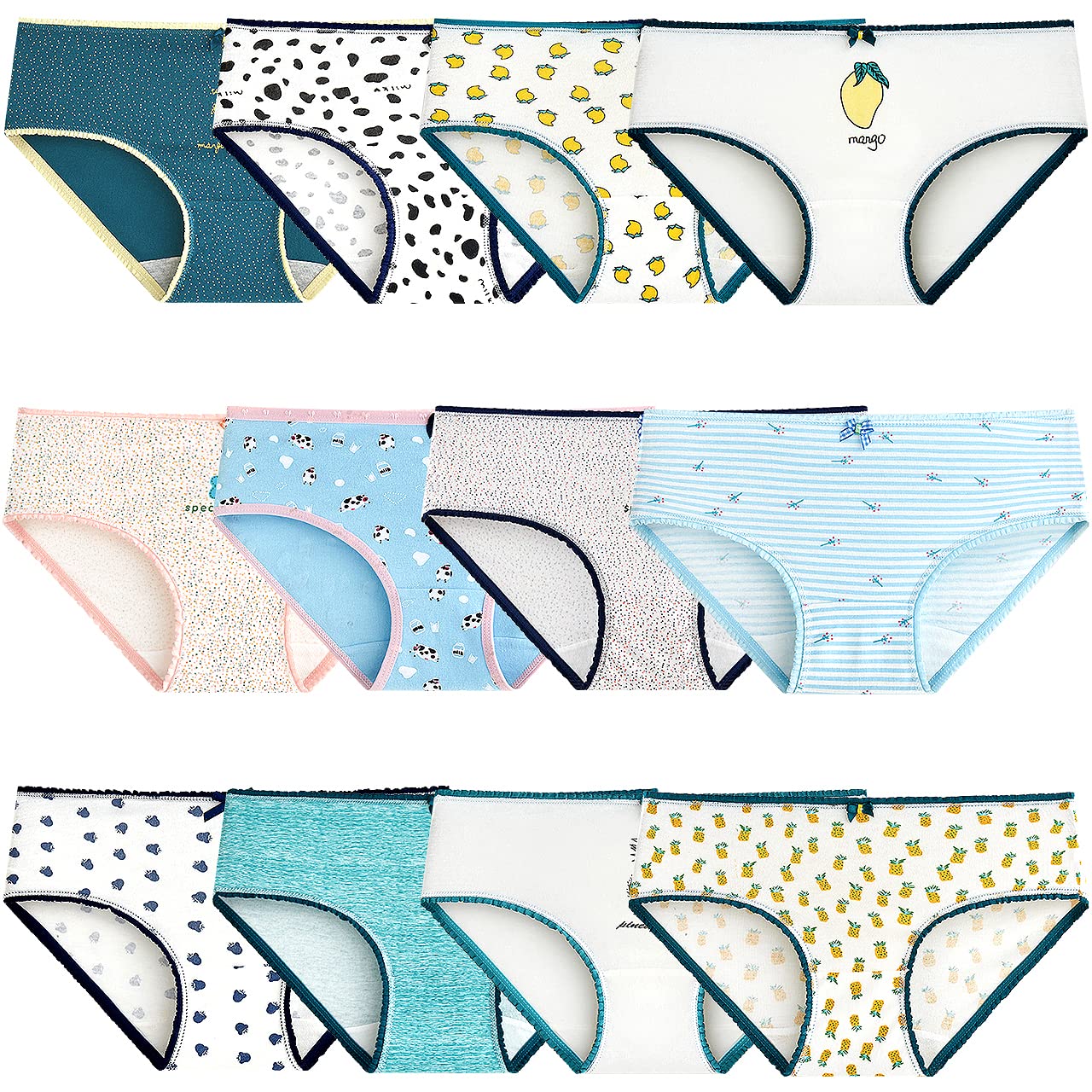Adorel Girls' Briefs Cotton Teenage Underwear 12-Pack