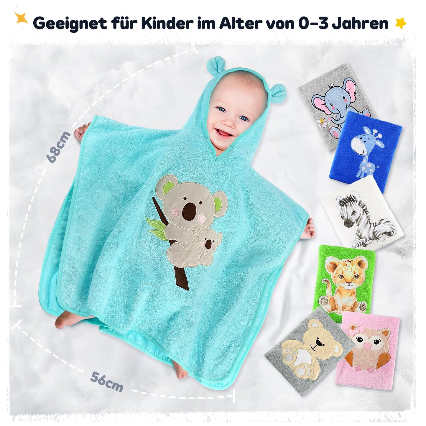 Yosemy Kapuzenhandtuch Baby - Oeko TEX - Baby Handtuch Kapuze 100% Baumwolle Badeponcho Kinder Babyhandtuch mit Kapuze Weich & Super Saugfähig 0-3 Jahre-Bär