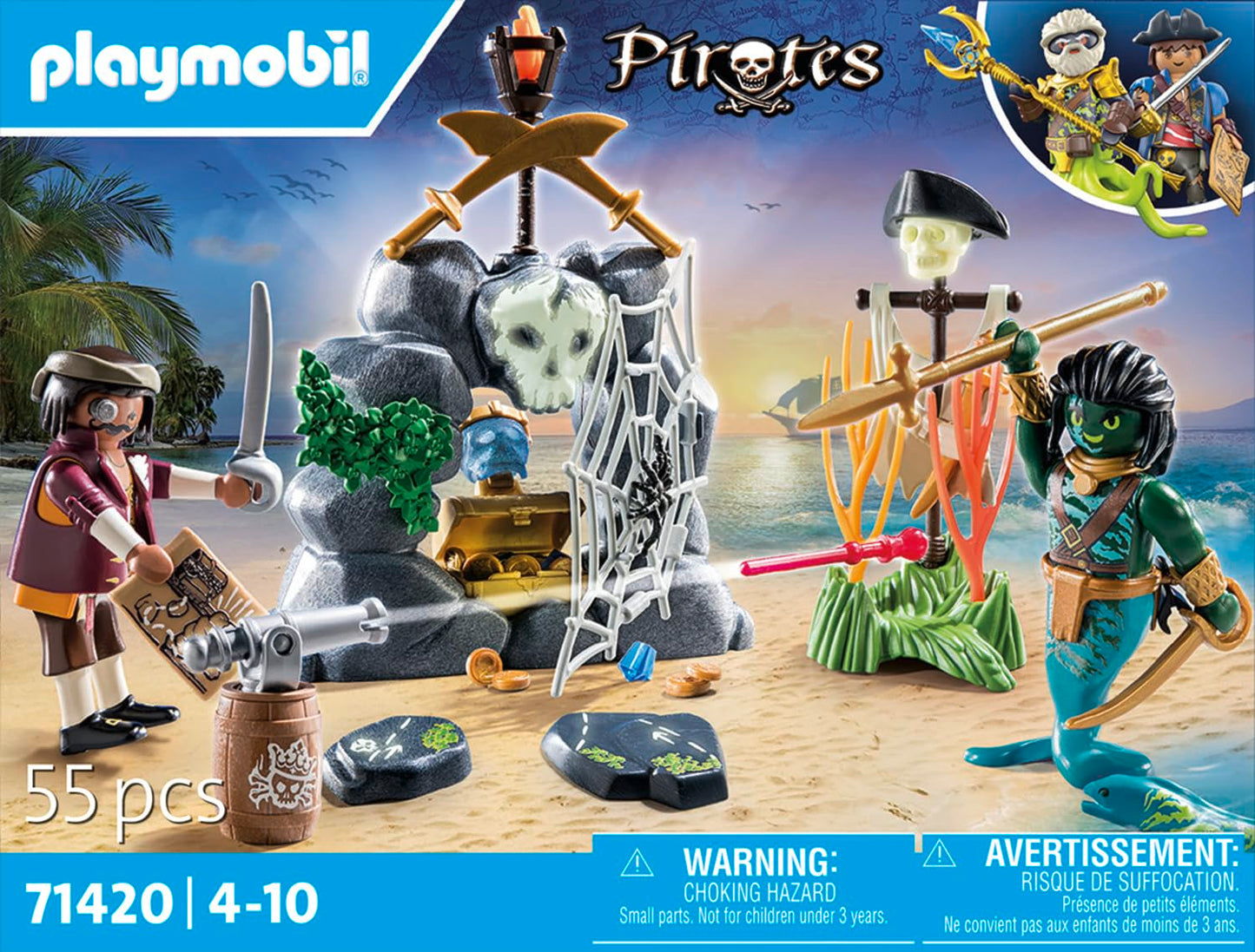 PLAYMOBIL | Pirates | Gefahr durch Riesenhai | Piratenspielzeug | Spielzeugfiguren | Spielzeug für Kinder ab 4 Jahren | 71793