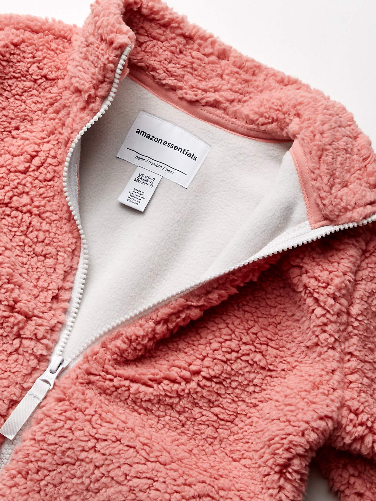 Amazon Essentials Mädchen Sherpa-Fleecejacke mit durchgehendem Reißverschluss