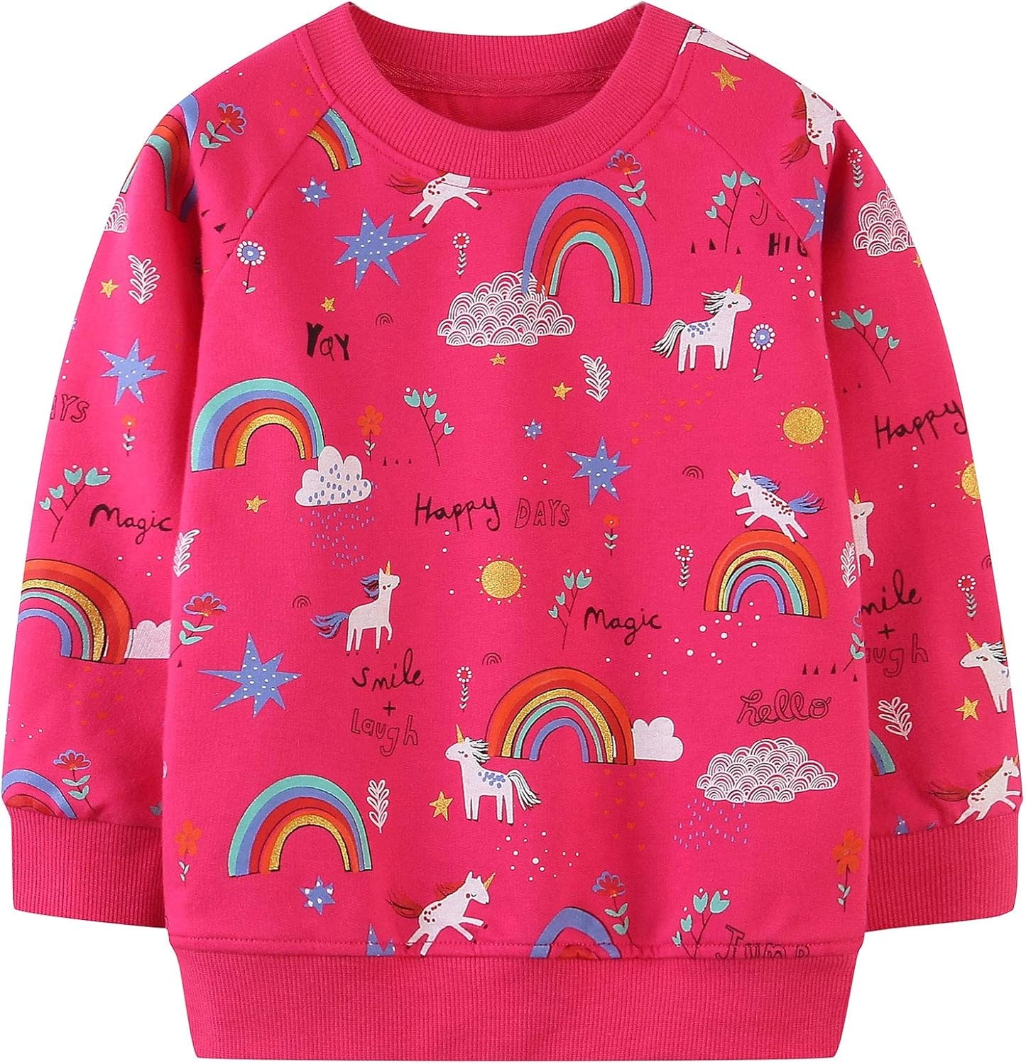 Mädchen Sweatshirt für Kinder Süß Cartoon Pullover Baumwolle Top Langarm T-Shirt Größe 1-12 Jahre