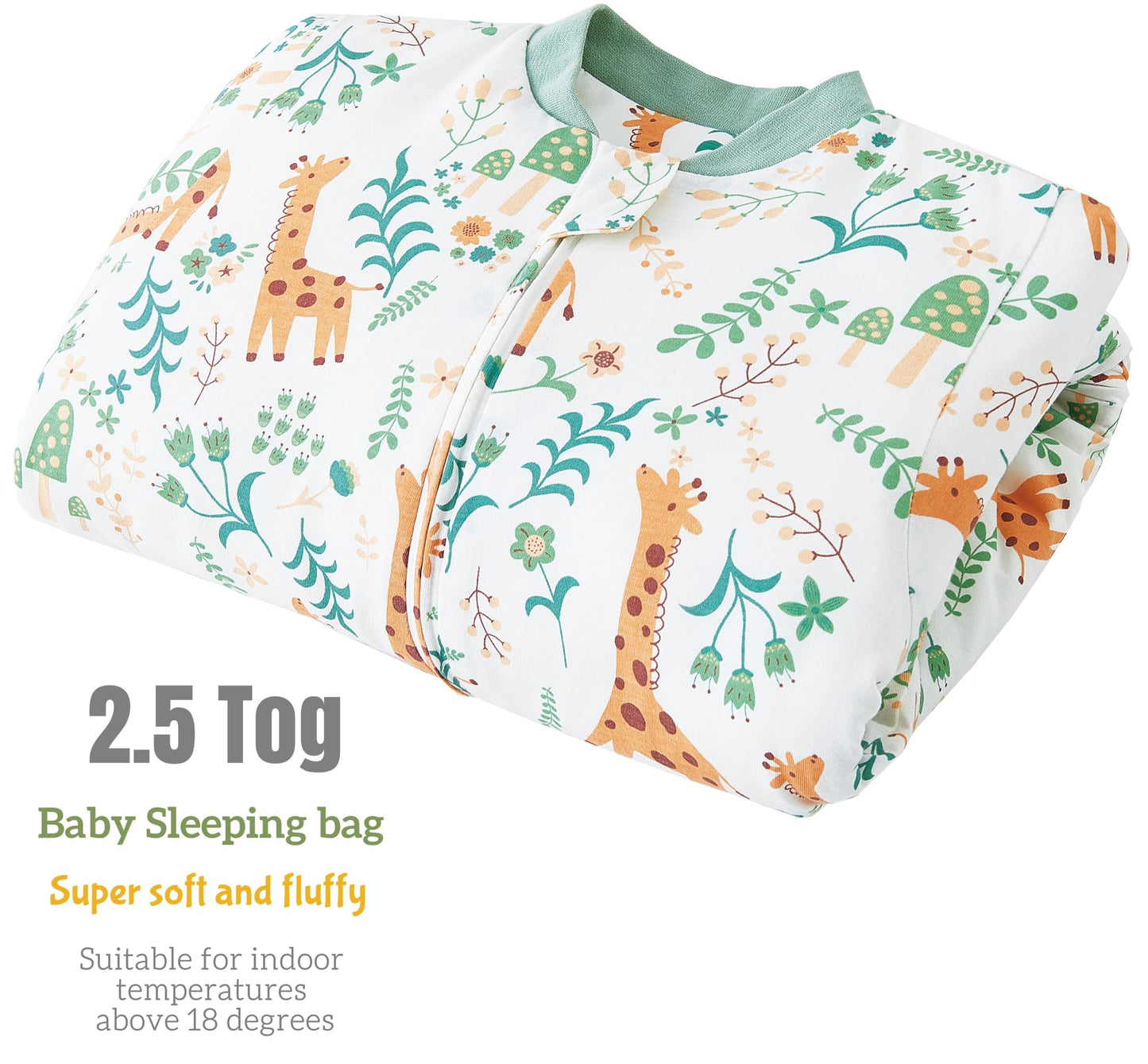 Chilsuessy Baby Sleeping Bag Winter with Removable Long Sleeve Organic Cotton Baby Sleeping Bag Small Children All-Year Sleeping Bag Pyjamas for Boys and Girls, Crown/2.5 Tog, 75-90 cm