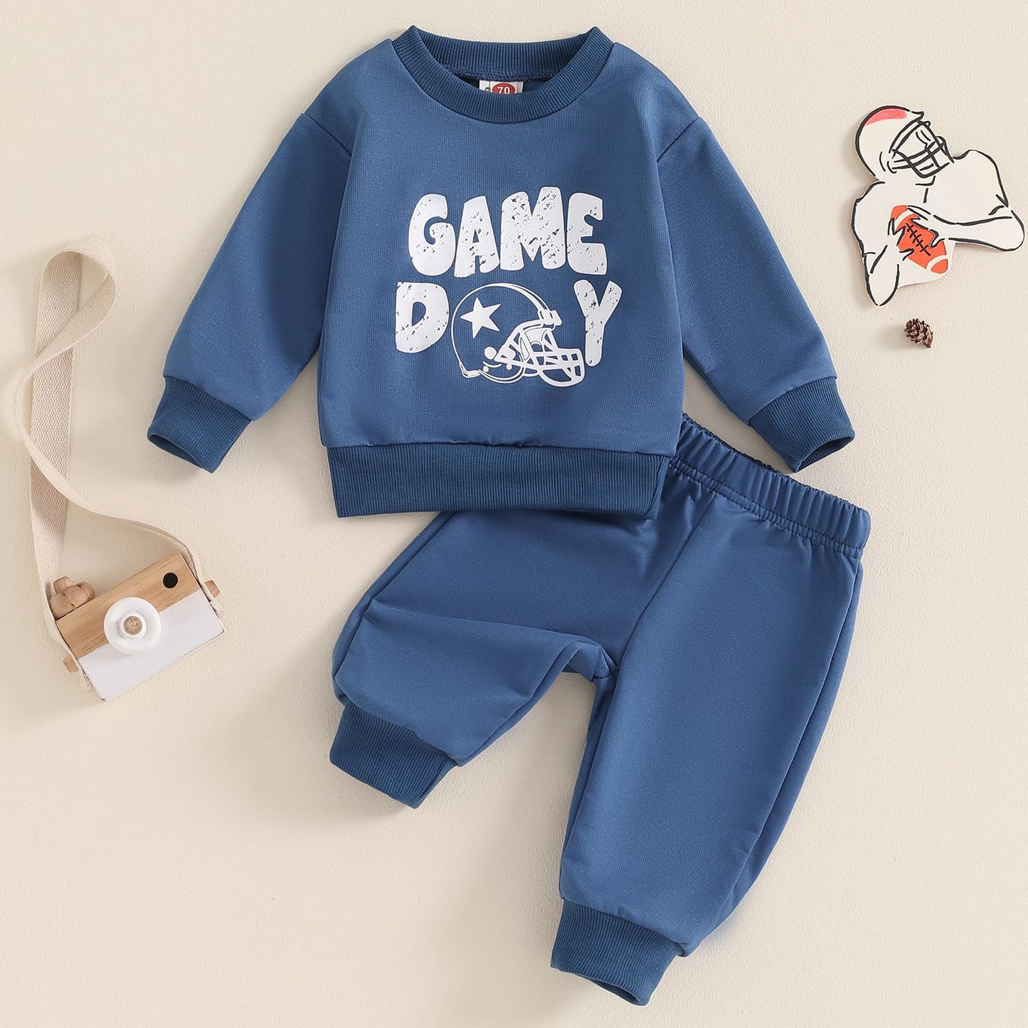 ZyHwShine Kleinkind Baby Jungen Fußball Outfit On Sundays We Watch Football with Daddy Sweatshirt Top Pants Infant Fall Clothes