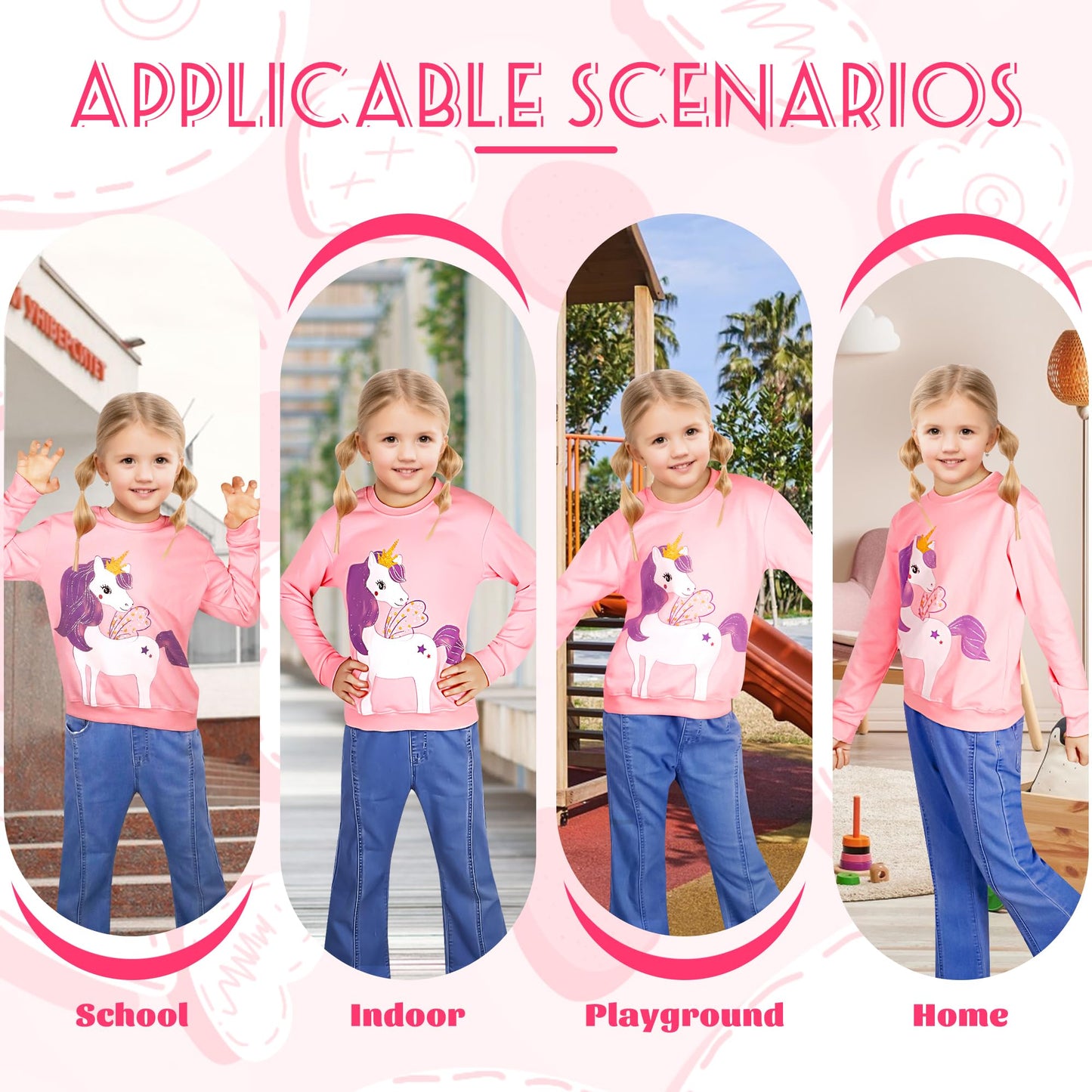 Baogaier Sweatshirt Mädchen Pullover Baumwolle Leichtgewicht Casual Sport Langarmshirt Pailletten Pelzig Tierdruck Kinder Kleidung Langarm Rundhalsausschnitt Tops 2-7 Jahre, Gr.92-122