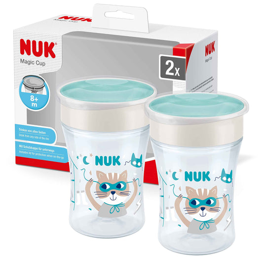 NUK Magic Cup Trinklernbecher | 8+ Monate | 230 ml | auslaufsicherer 360°-Trinkrand | rot | 2 Stück