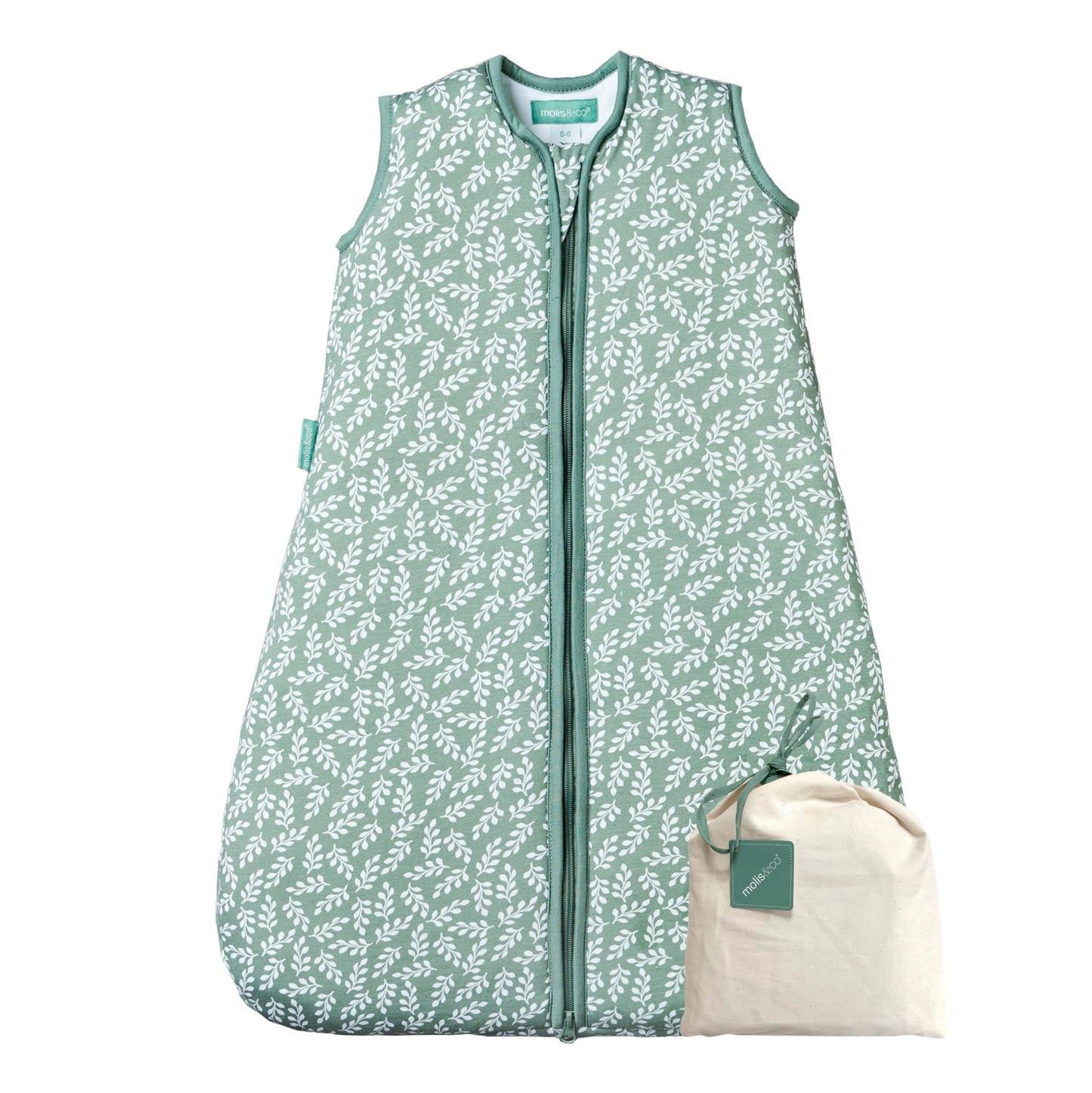 molis&co - Baby Sleeping Bag 2.5 TOG - All-Year Sleeping Bag - Baby Sleeping Bag Newborn - 100% Cotton (Oeko-Tex 100), Sleeveless Winter Sleeping Bag Padded - Premium Quality - Colima (70 cm)