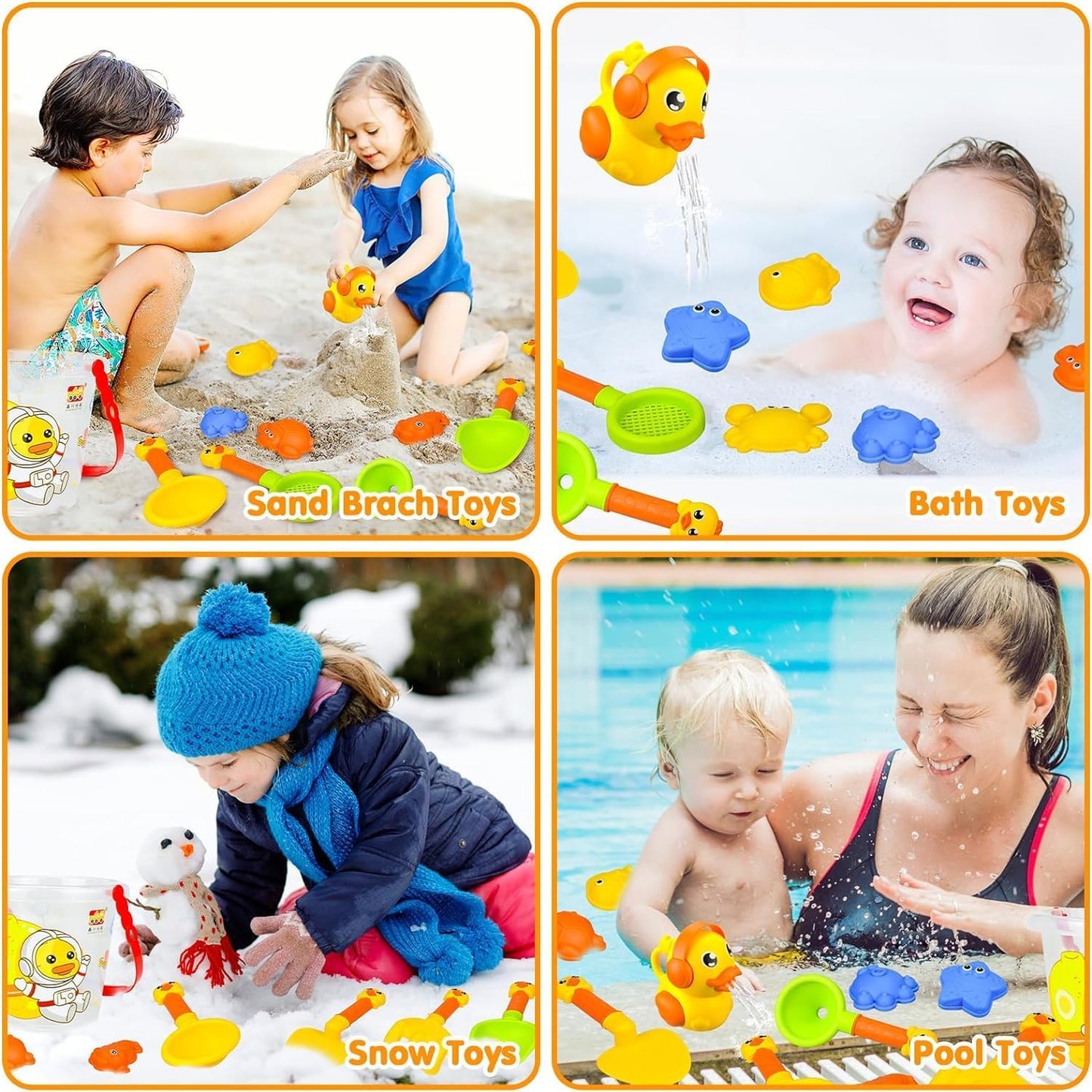 Strand Sandspielzeug Set, 14 Stück Sandkasten Spielzeug Set mit Sand Förmchen, Eimer, Schaufeln, Gießkanne Sandspielzeug Set für Kinder,Sandspielzeug ab 1 Jahr