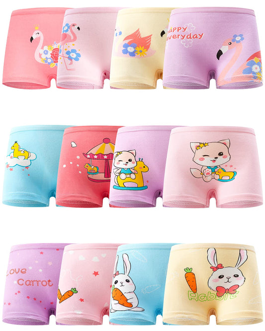 Adorel Girls' Boxer Shorts Cotton Underwear 12-Pack