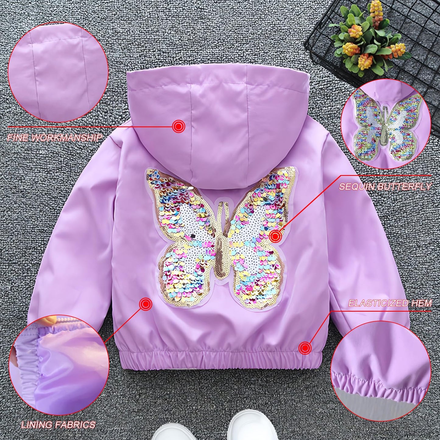 Amur Leopard Mädchen Übergangsjacke mit Kapuze Warm Windjacke Atmungsaktiv Kinder Outdoorjacke für Frühling Herbst