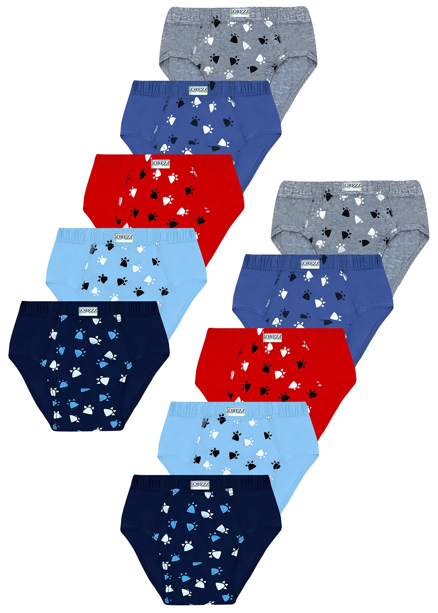 LOREZA ® 10 Pack Jungen Slips aus Baumwolle Unterhosen Größe 92-158