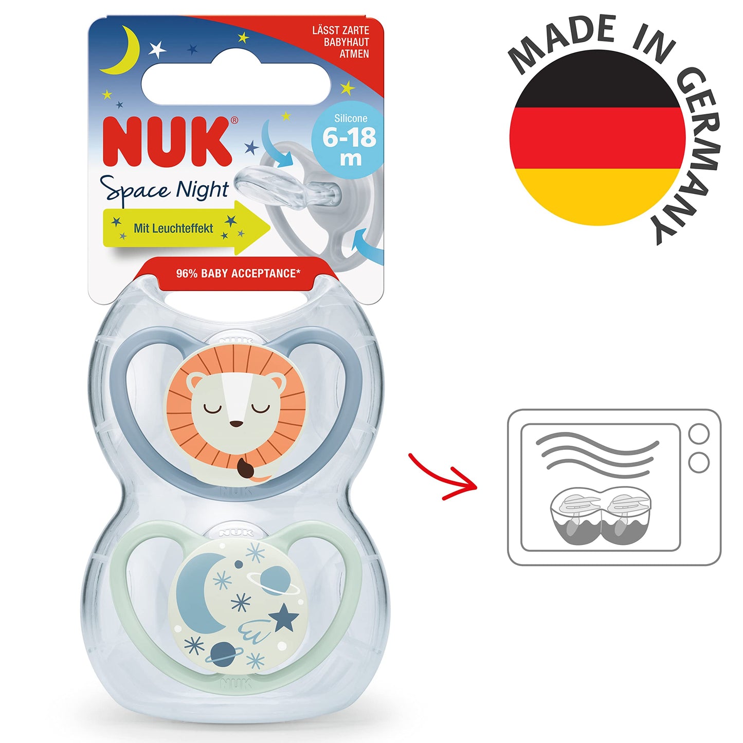 NUK Space Schnuller | 0–6 Monate | Schnuller mit extra Belüftung | BPA-freies Silikon | Disney Winnie Puuh | 2 Stück