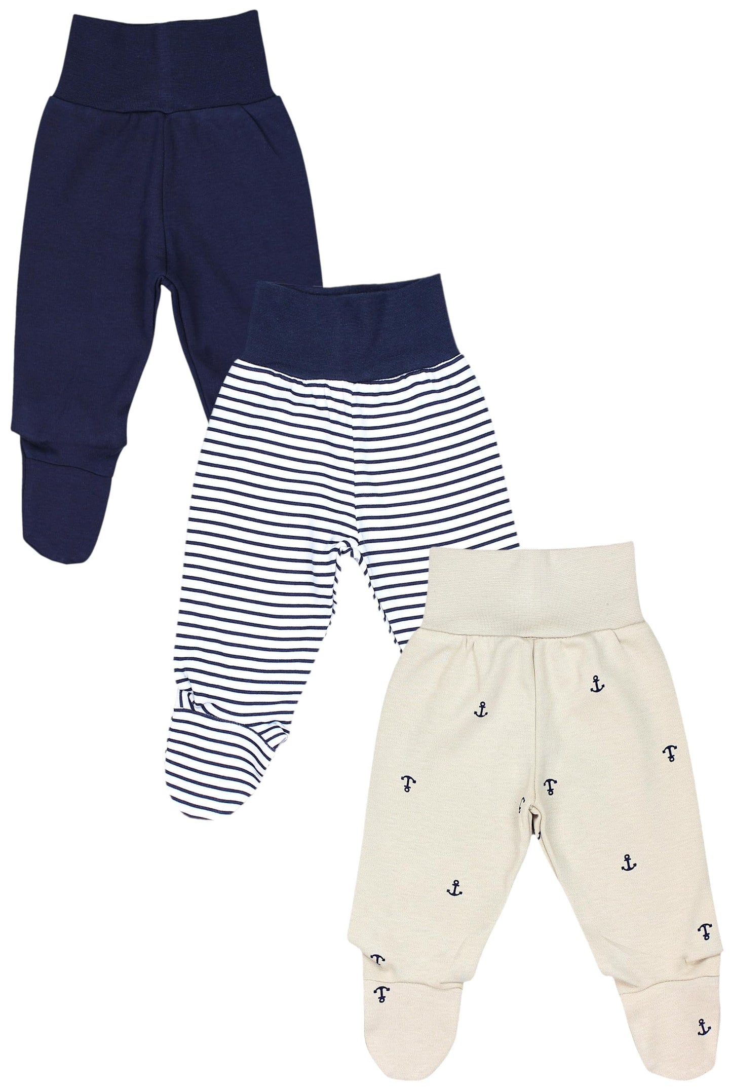 TupTam Pumphose Baby Jungen mit Fuß 3er Pack – Weiche Baby Hose aus Baumwolle mit Komfortbund