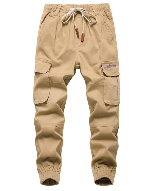 YOUNGSOUL boys cargo pants children's stretch cargo pants jogging pants leisure pants with elastic band