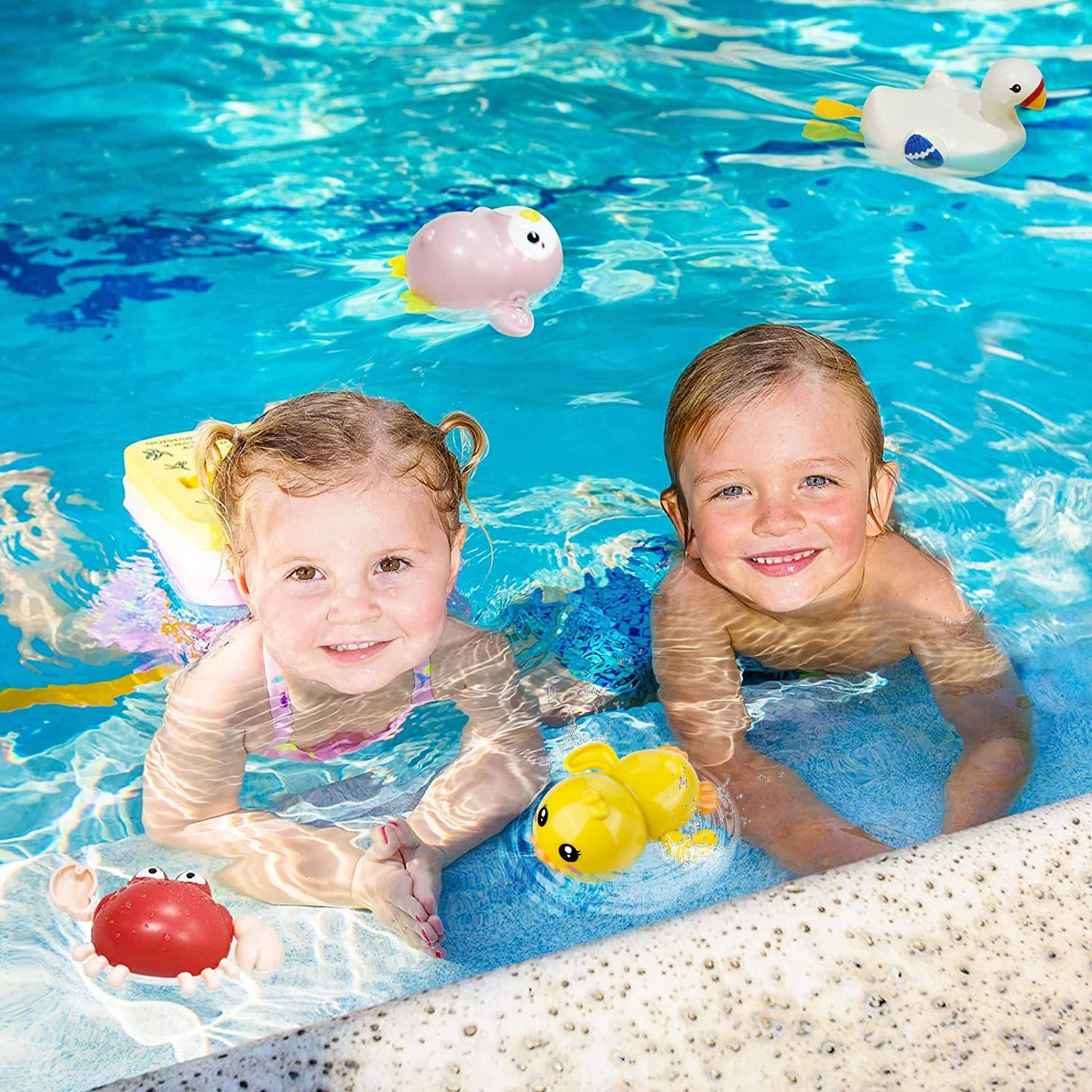 twoonto Baby Badespielzeug, Aufzieh-Badespielzeug 4 Stück für Kinder, Badewannen-Spielzeug, Bad-Schwimm-Spielzeug für Kleinkinder Jungen Mädchen 0 1 2 3 4 Jahre alt
