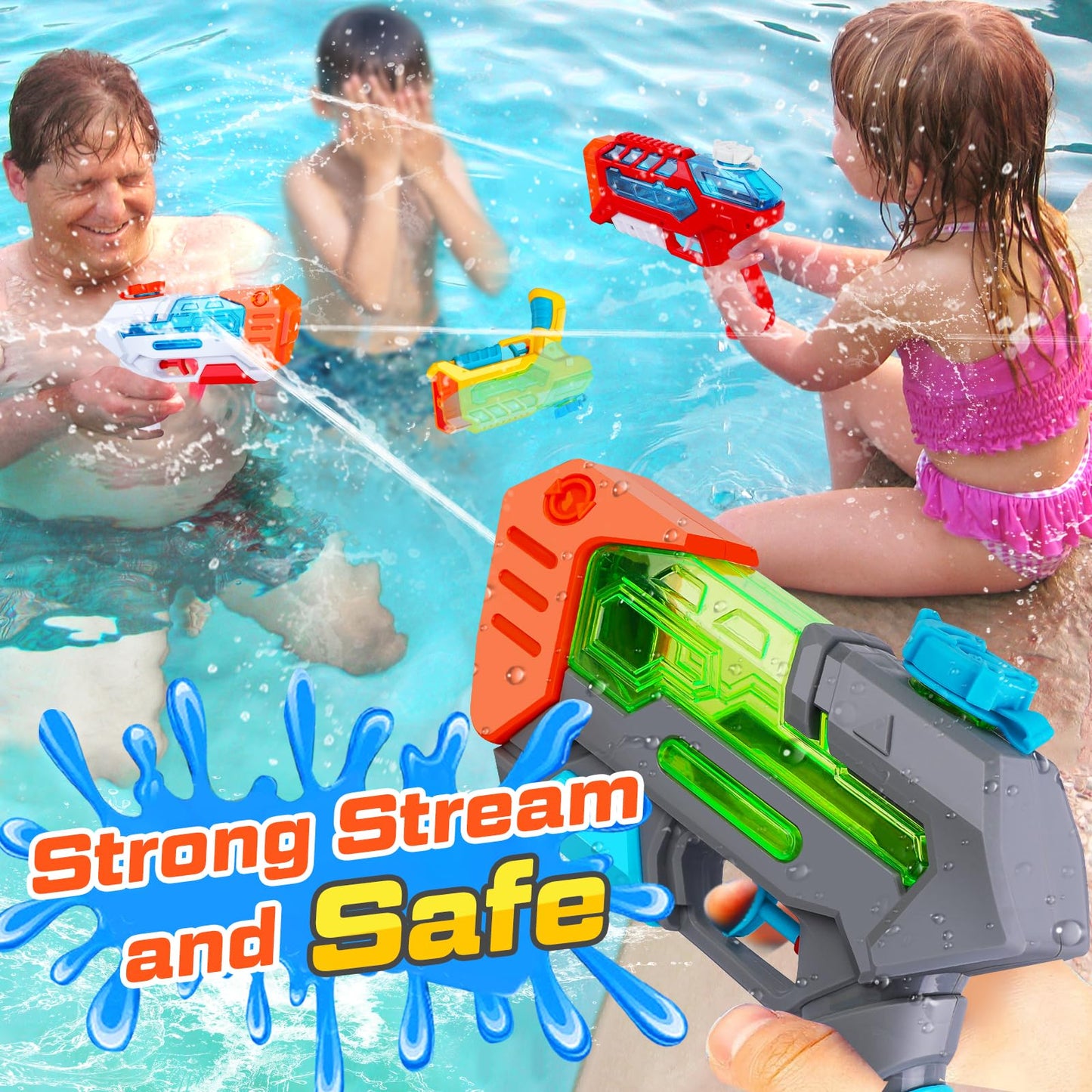 Quanquer Wasserpistole fĂŒr Kinder Erwachsene Spritzpistolen Reichweite 7 Meter 200ml Wassertank Wasserpistolen Klein asserpistole fĂŒr Spielzeug im Freien Strandpool Water Gun-Boxed