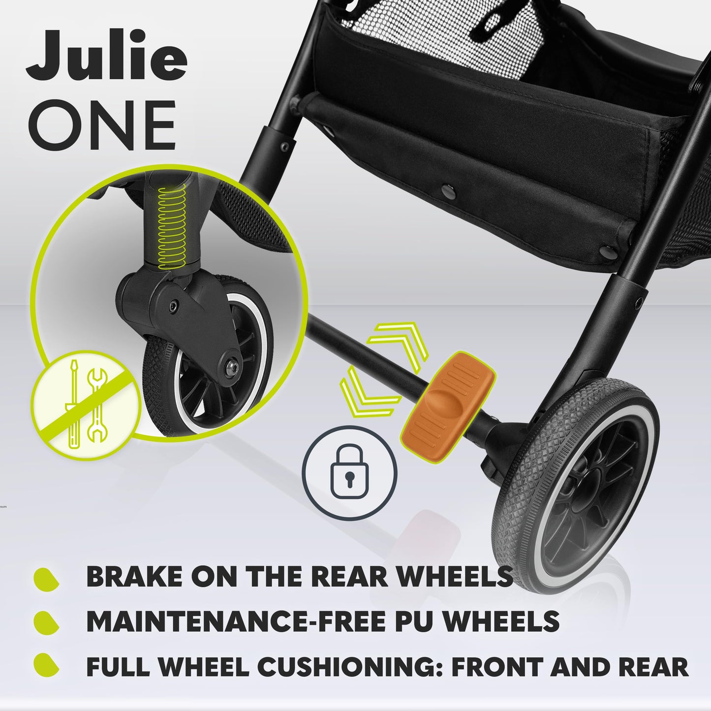 LIONELO Julie One Buggy Pushchair up to 22 kg, Adjustable Backrest and Footrest, Mosquito Net, Leg Warmer, Drink Holder and Transport Bag, Foldable