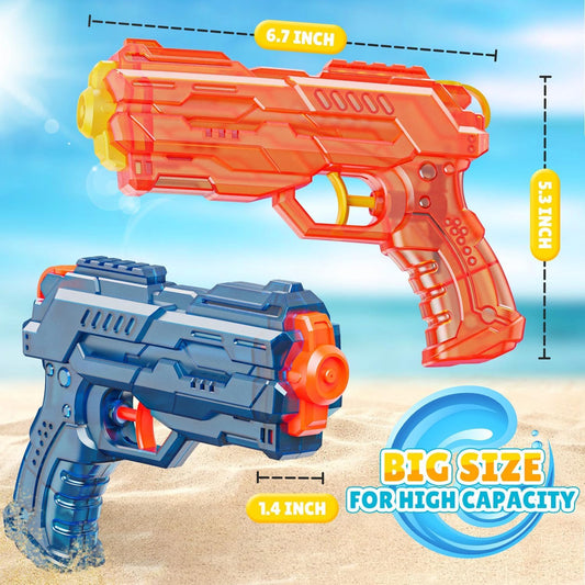 Wasserpistolen 2er-Set Wasserspritzpistole, Spritzpistole, Wasserpistole für Kinder, große Reichweite, Wasserpistole für Kinder, Erwachsene, Sommer, Außenpool und Strandspielzeug (Blau + Orange)