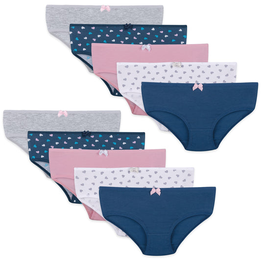LOREZA ® 10er Pack Mädchen Slips Unterwäsche aus Baumwolle 92-170