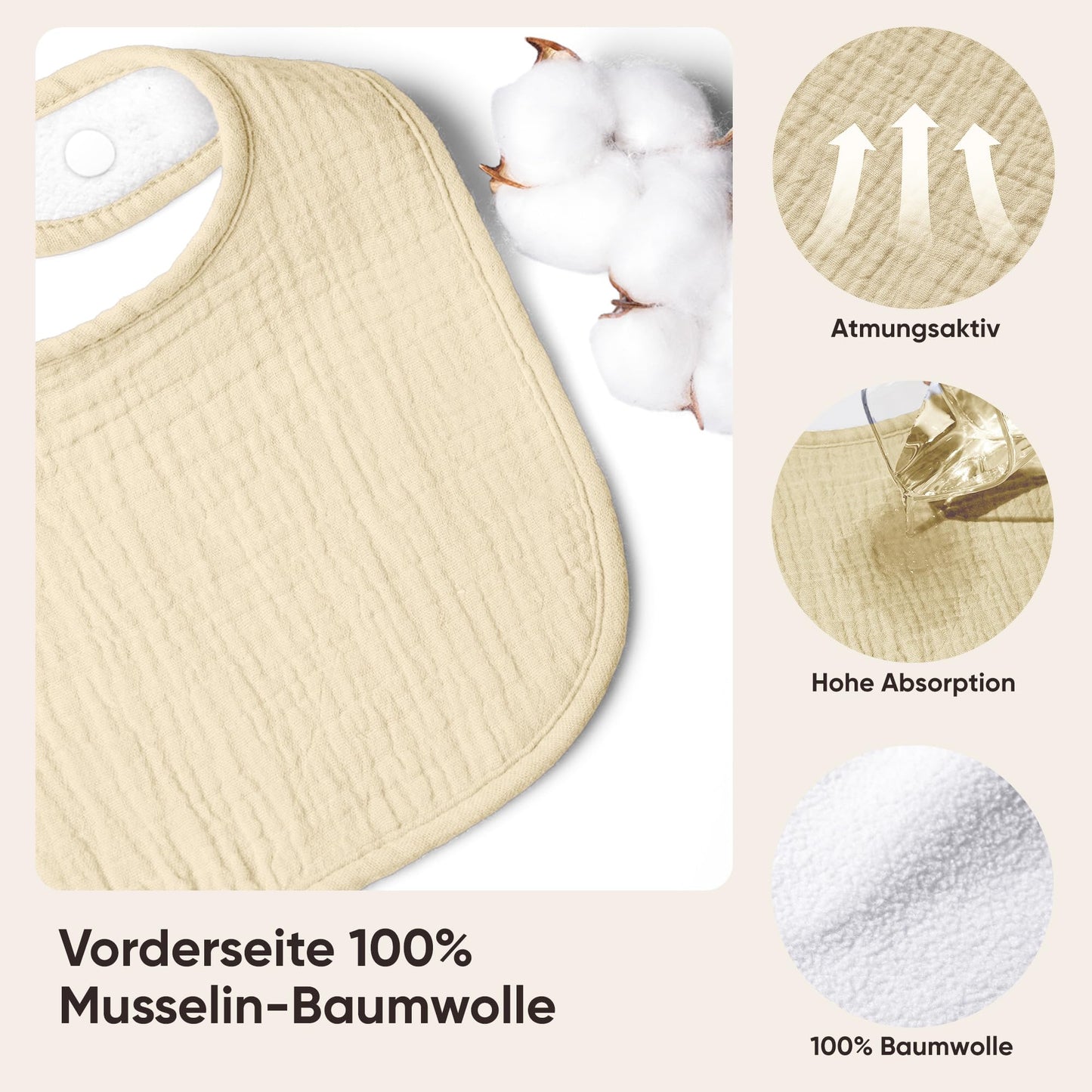 Bearmoss Lätzchen Baby Musselin Sabberlätzchen für Babys, 100% Baumwolle Quadratische Halstuch Baby Verstellbare Babylätzchen Weiche Sabberlätzchen für Junge und Mädchen,8 Stück