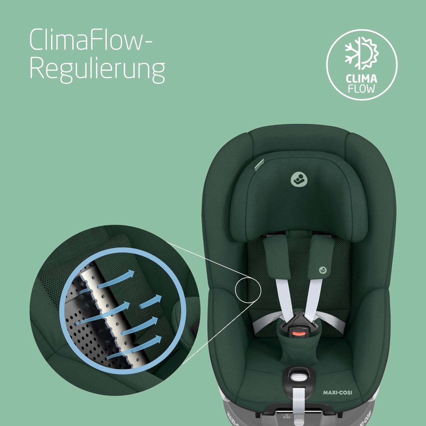 Maxi-Cosi Pebble 360 i-Size Babyschale Drehbar, Neugeborenen Autositz 360 Grad, 0–15 Monate (40–83 cm), Drehung mit einer, ClimaFlow, Easy-In-Gurt, G-CELL Seitenaufprallschutz, Essential Green - Meloni2