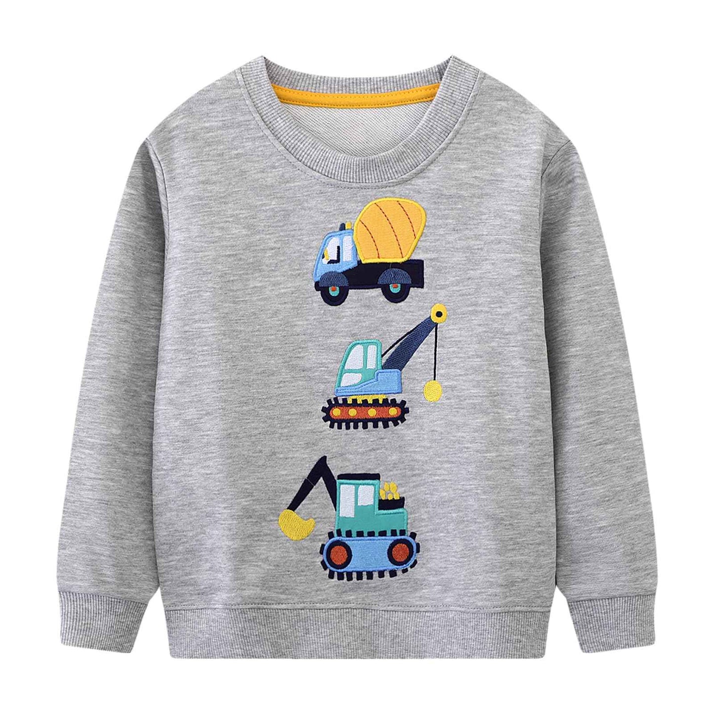 Dinopjs Children's Boys Pullover Sweatshirt Cute Long Sleeve Cotton Dinosaur Cartoon Jurassic Planets Digger Crane Dump Truck Tractor Winter & Spring Christmas Warm Tops 2-7 Years