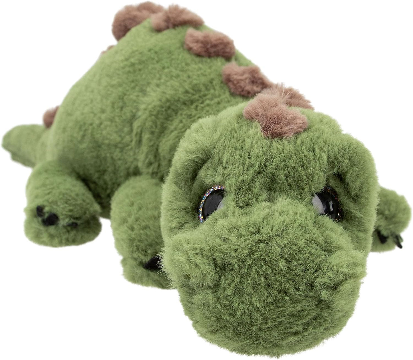 Depesche 12653 Dino World - Cuddly toy dinosaur with green fur and glittery eyes, approx. 50 cm large plush dino, green, apple green
