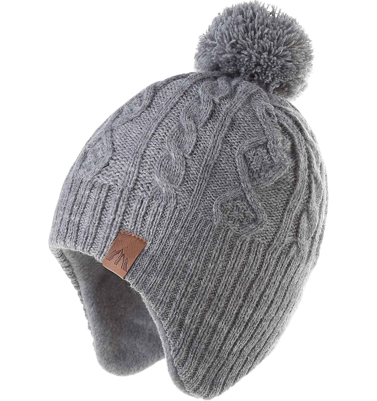 AHAHA Girls' Winter Hat, Earflap Beanie, Pompom Knitted Hats